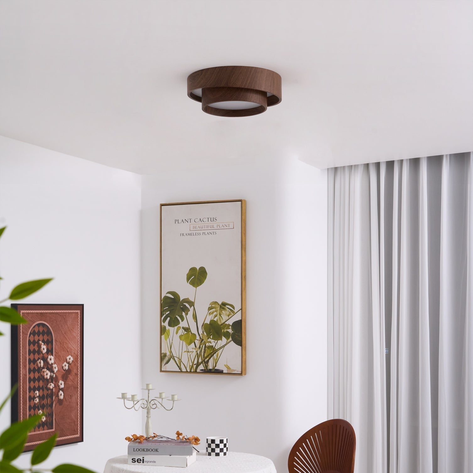 Wavin Ceiling Light Double - Ring Walnut Color - Neutralighting