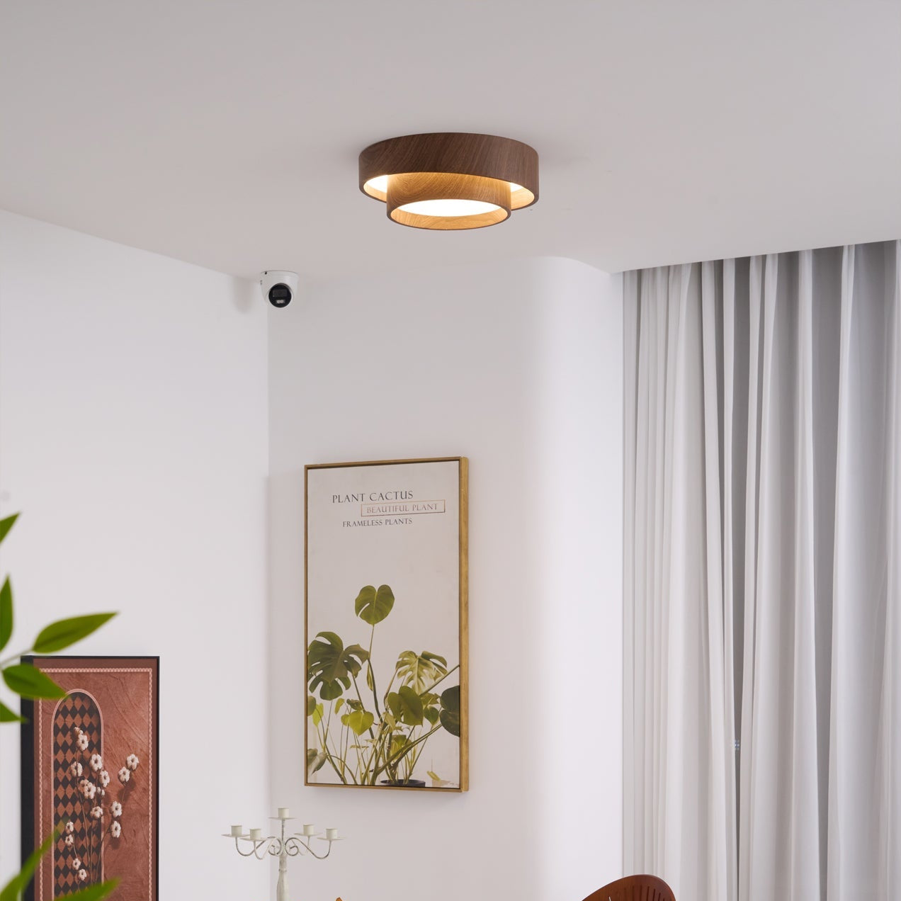 Wavin Ceiling Light Double - Ring Walnut Color - Neutralighting