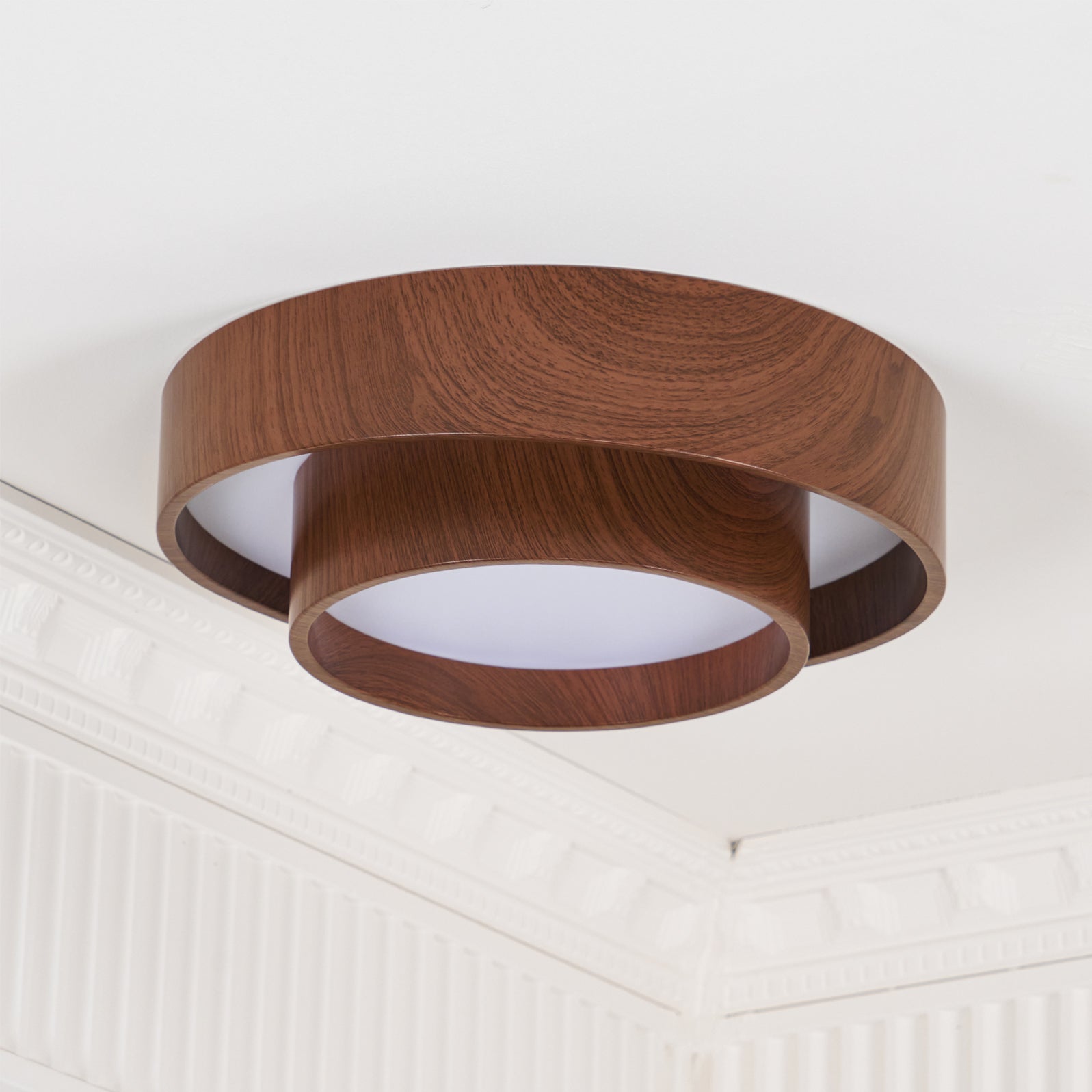 Wavin Ceiling Light Double - Ring Walnut Color - Neutralighting
