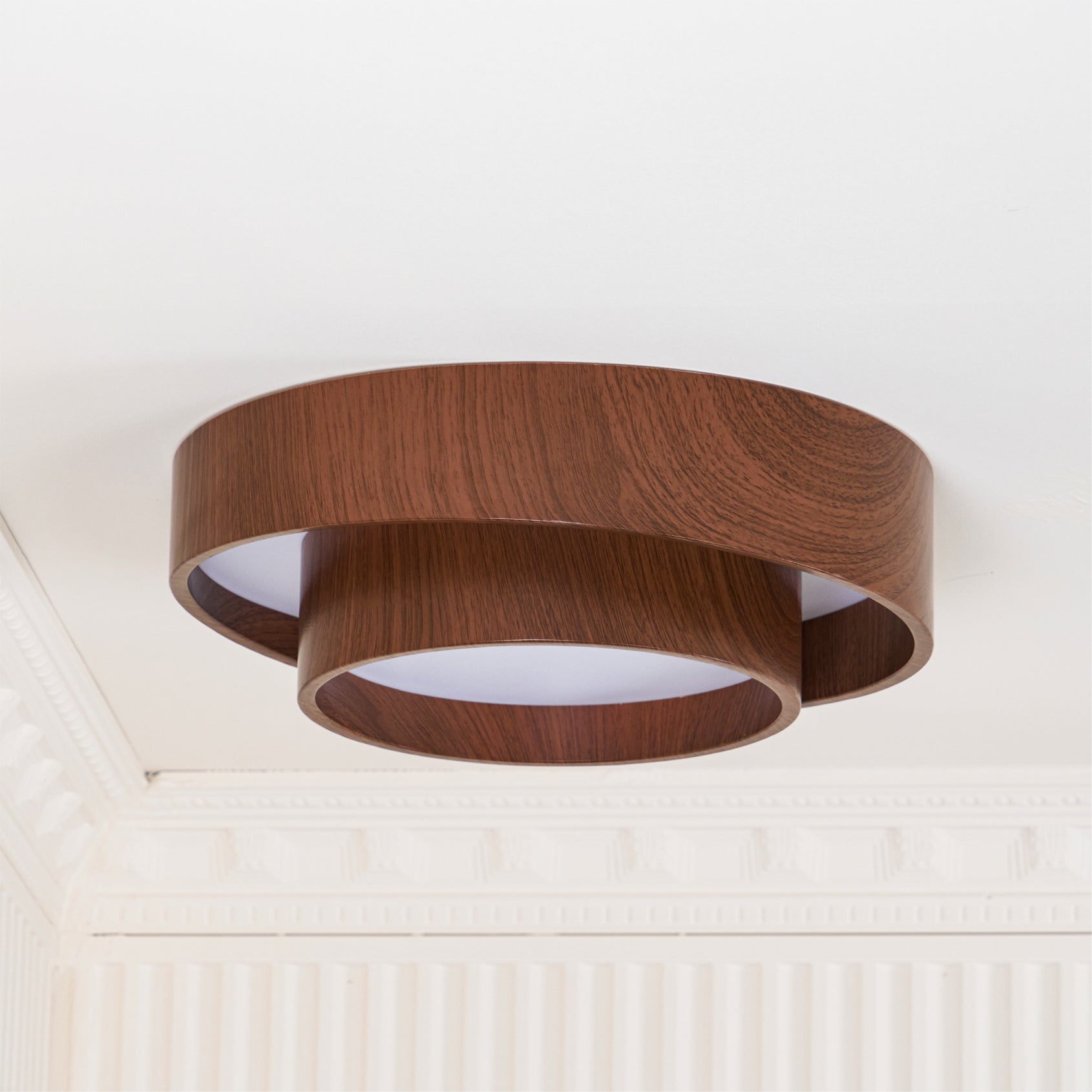 Wavin Ceiling Light Double - Ring Walnut Color - Neutralighting