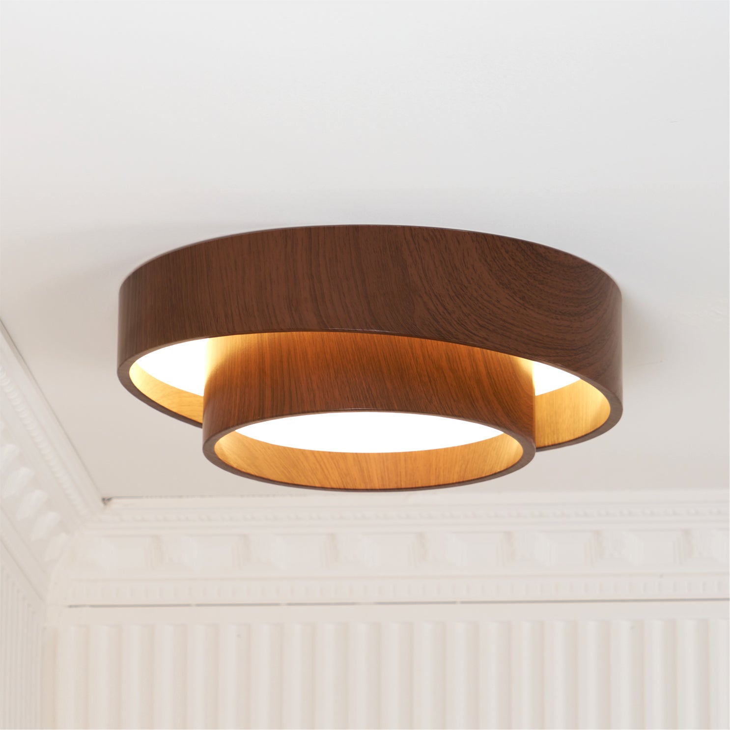 Wavin Ceiling Light Double - Ring Walnut Color - Neutralighting