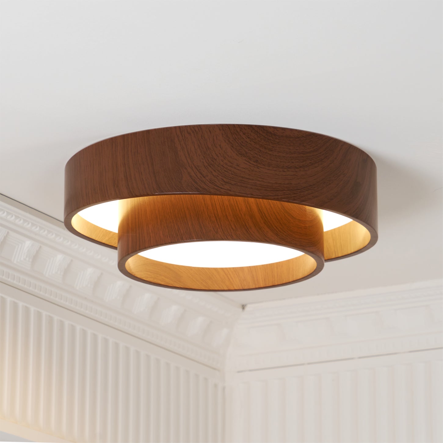 Wavin Ceiling Light Double - Ring Walnut Color - Neutralighting