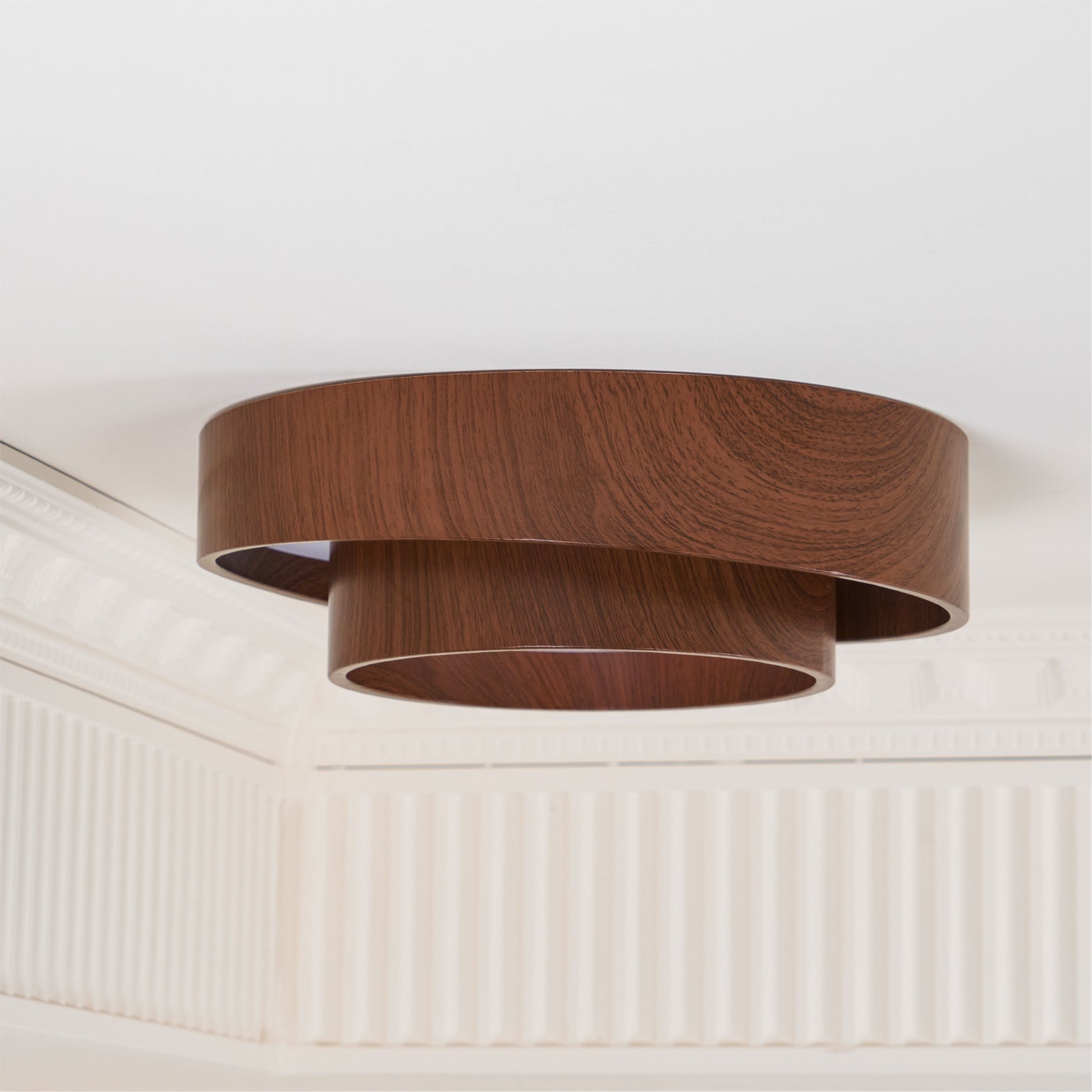 Wavin Ceiling Light Double - Ring Walnut Color - Neutralighting