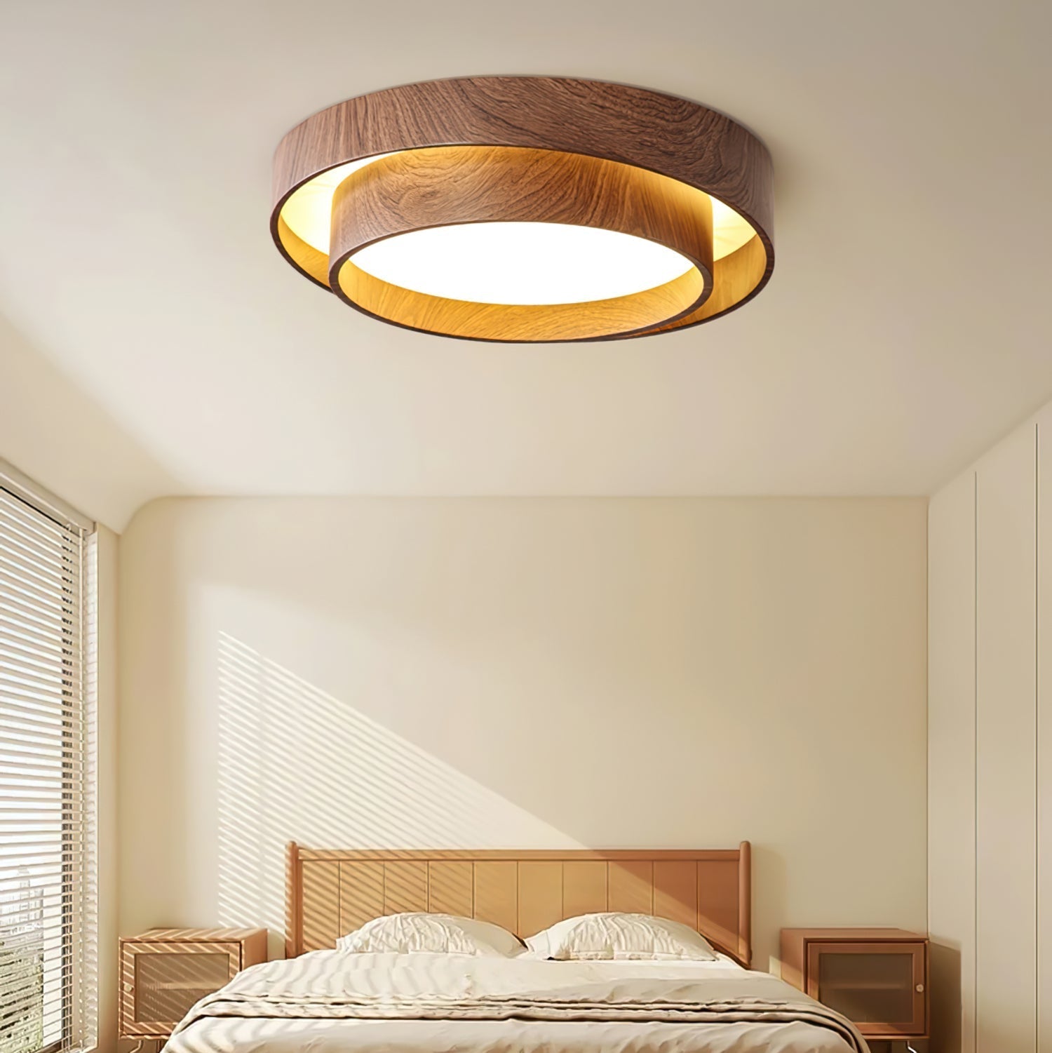 Wavin Ceiling Light Double - Ring Walnut Color - Neutralighting