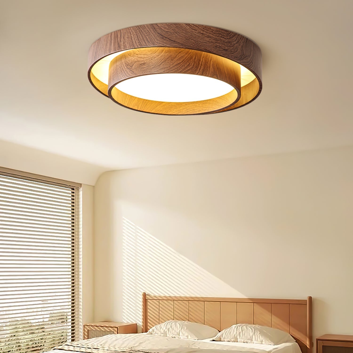 Wavin Ceiling Light Double - Ring Walnut Color - Neutralighting