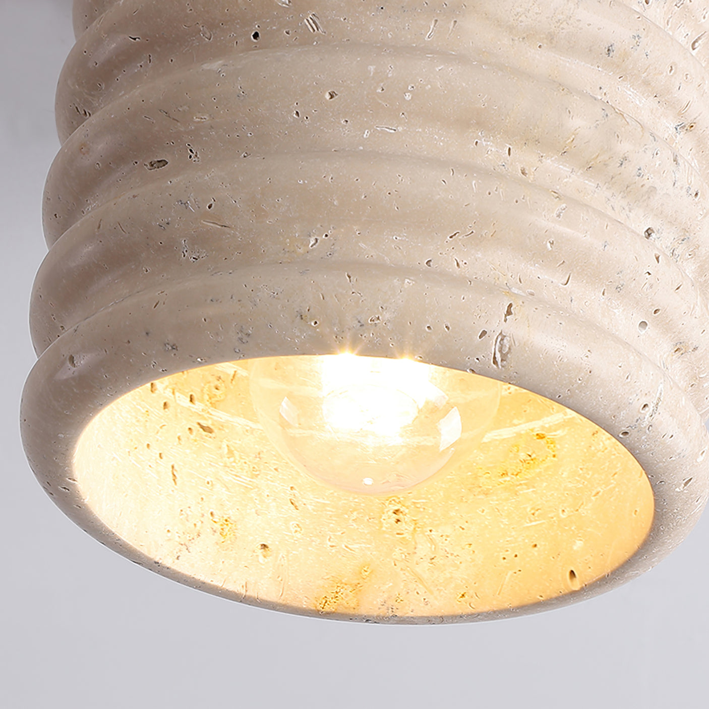 Neptune Travertine Ceiling Light Ribbed Design - Neutralighting