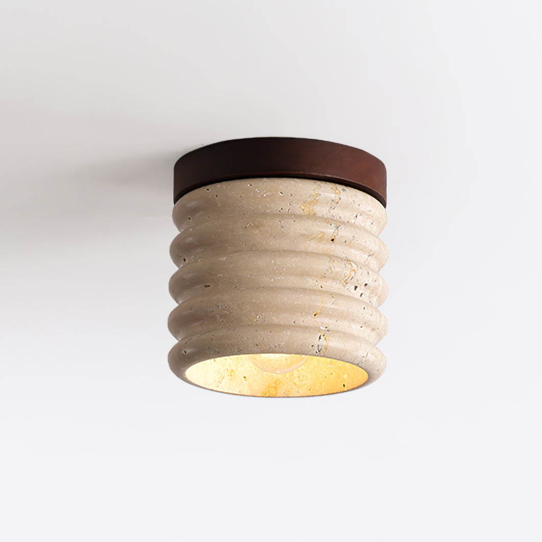 Neptune Travertine Ceiling Light Ribbed Design - Neutralighting