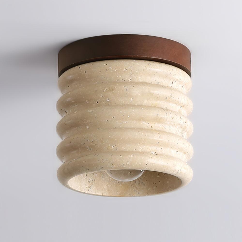 Neptune Travertine Ceiling Light Ribbed Design - Neutralighting