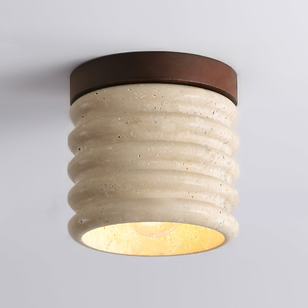 Neptune Travertine Ceiling Light Ribbed Design - Neutralighting
