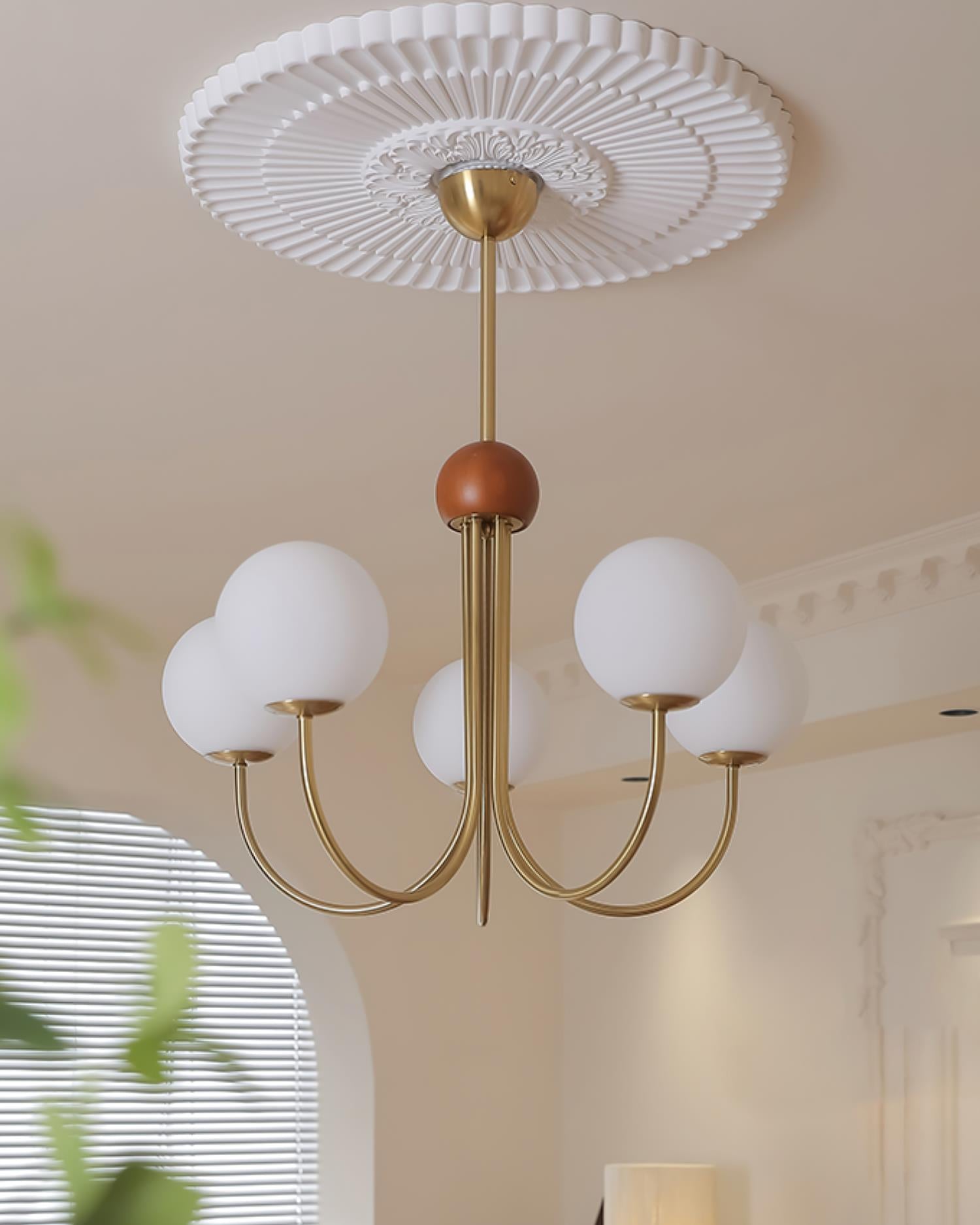 Candil Modern Brass and Globe Glass Chandelier - Neutralighting