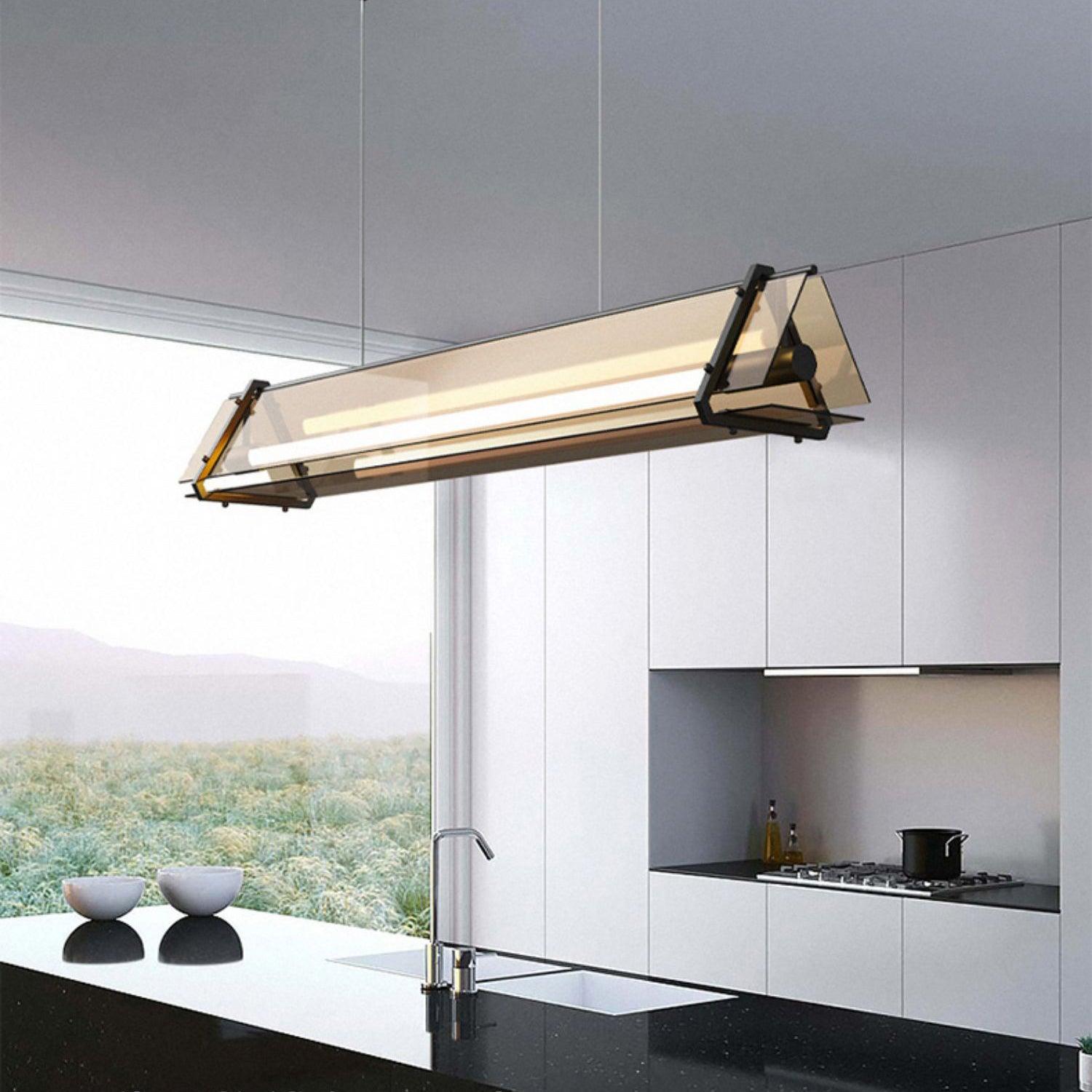 Arisha Industrial Triangle Metal/Glass Pendant Light, Gold - Neutralighting