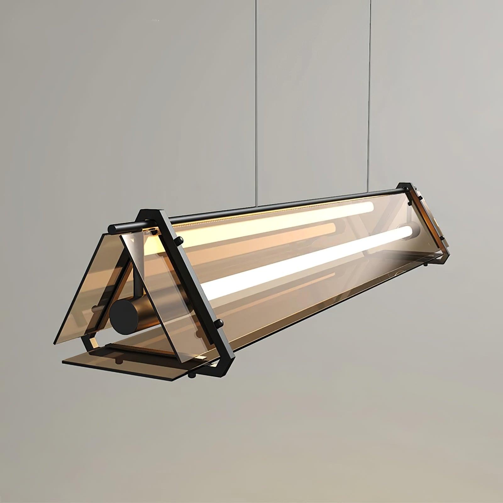 Arisha Industrial Triangle Metal/Glass Pendant Light, Gold - Neutralighting