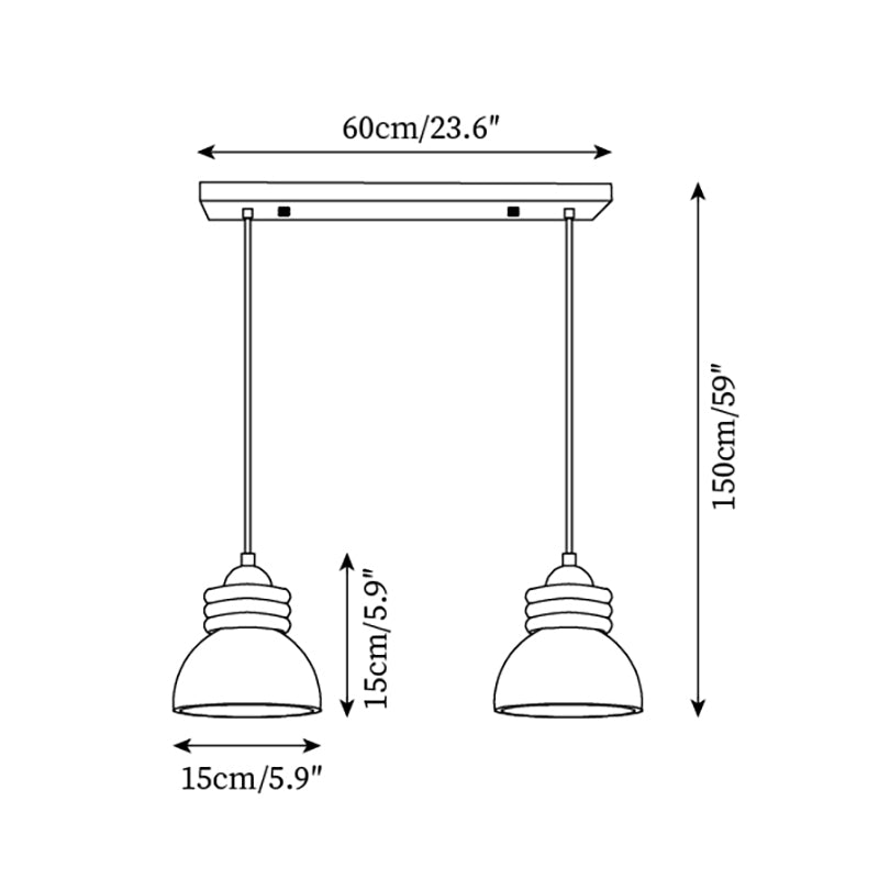 Pendant Lamp Travertine Dome Walnut Wood Rings Ambient Minimalist - Neutralighting