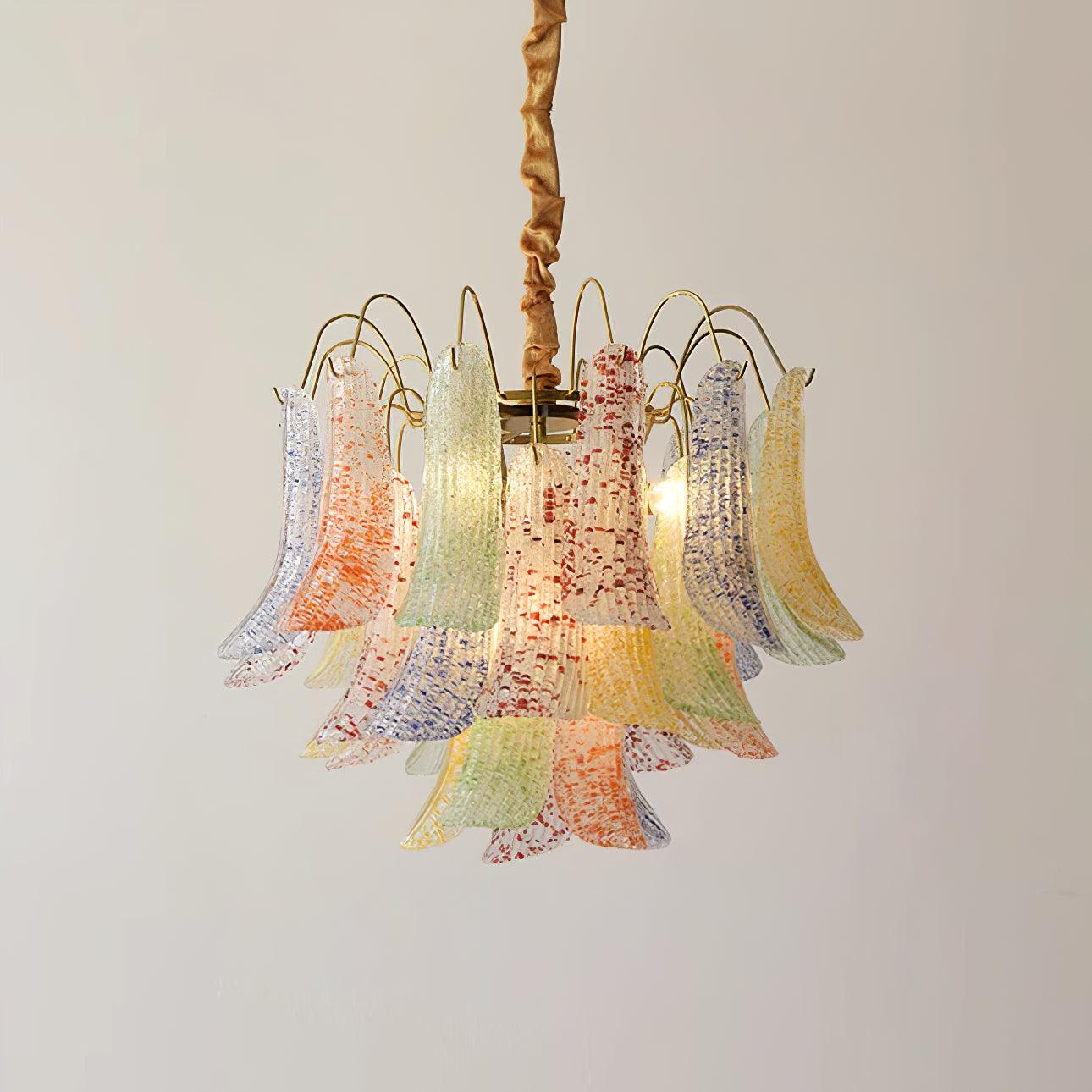 Chandelier Glass Petals Metal Frame Colorful Artistic Ambience - Neutralighting