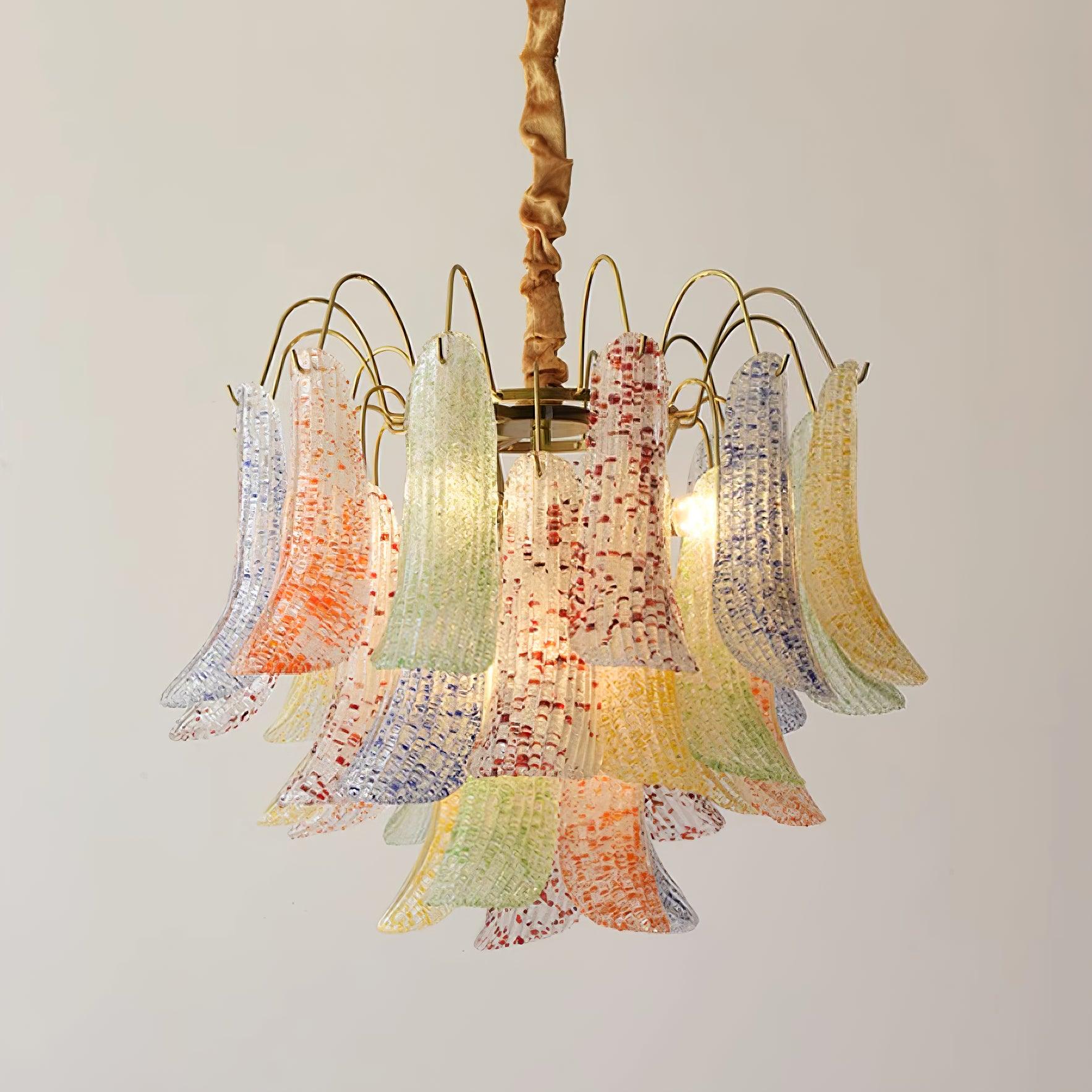 Chandelier Glass Petals Metal Frame Colorful Artistic Ambience - Neutralighting