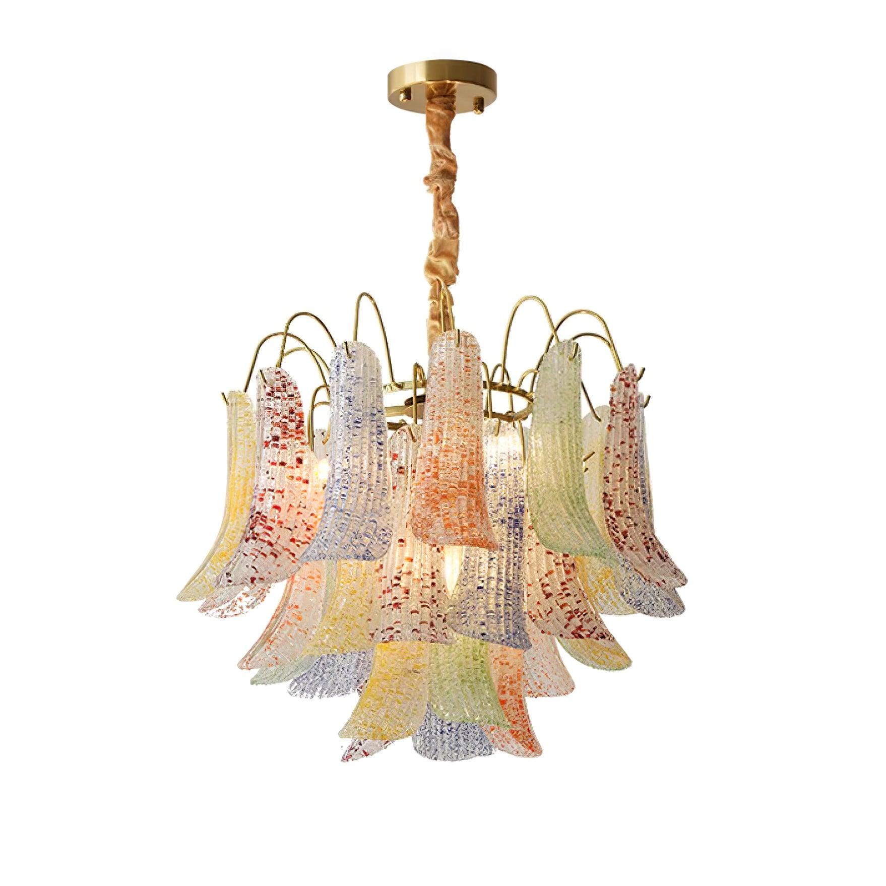 Chandelier Glass Petals Metal Frame Colorful Artistic Ambience - Neutralighting