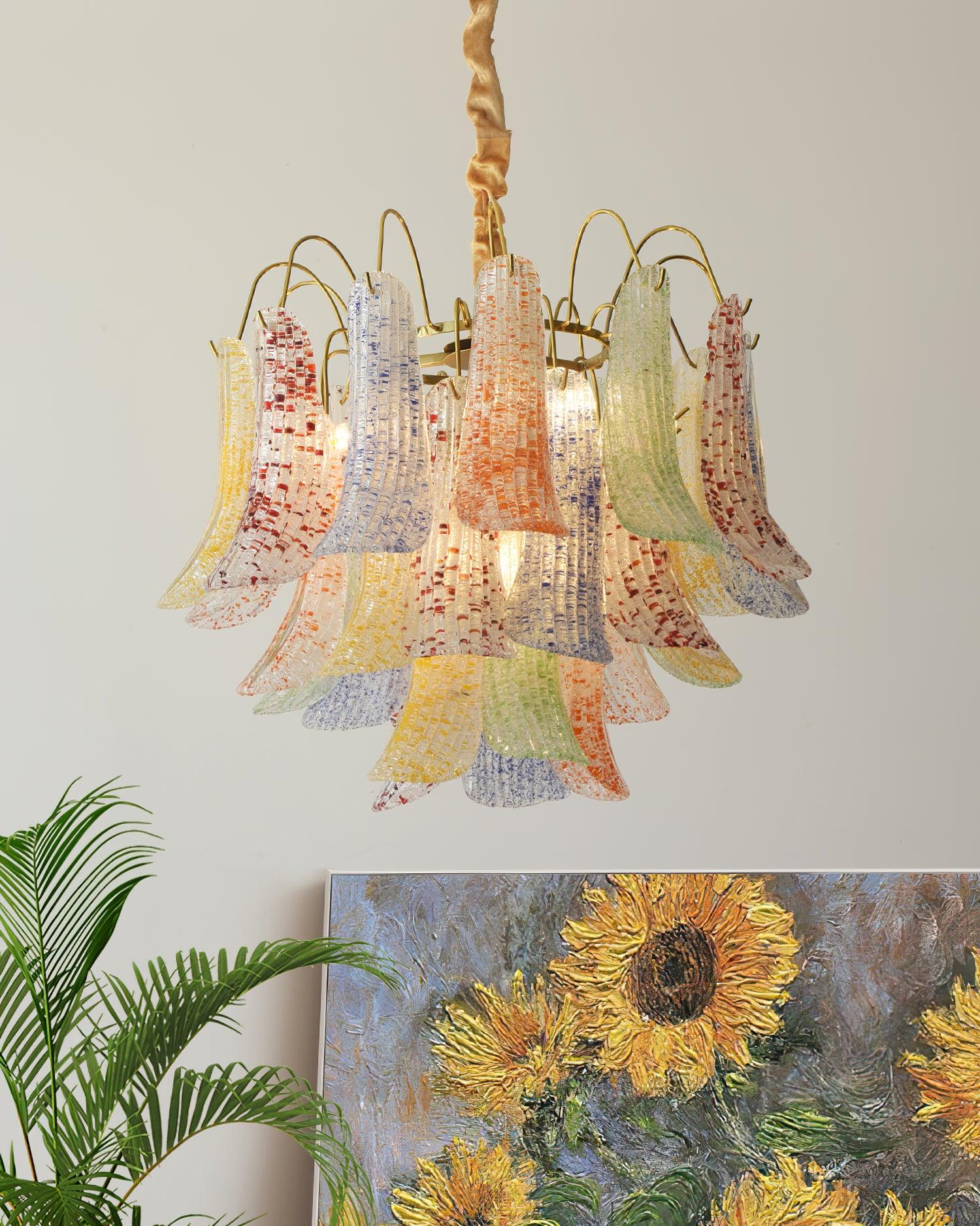 Chandelier Glass Petals Metal Frame Colorful Artistic Ambience - Neutralighting