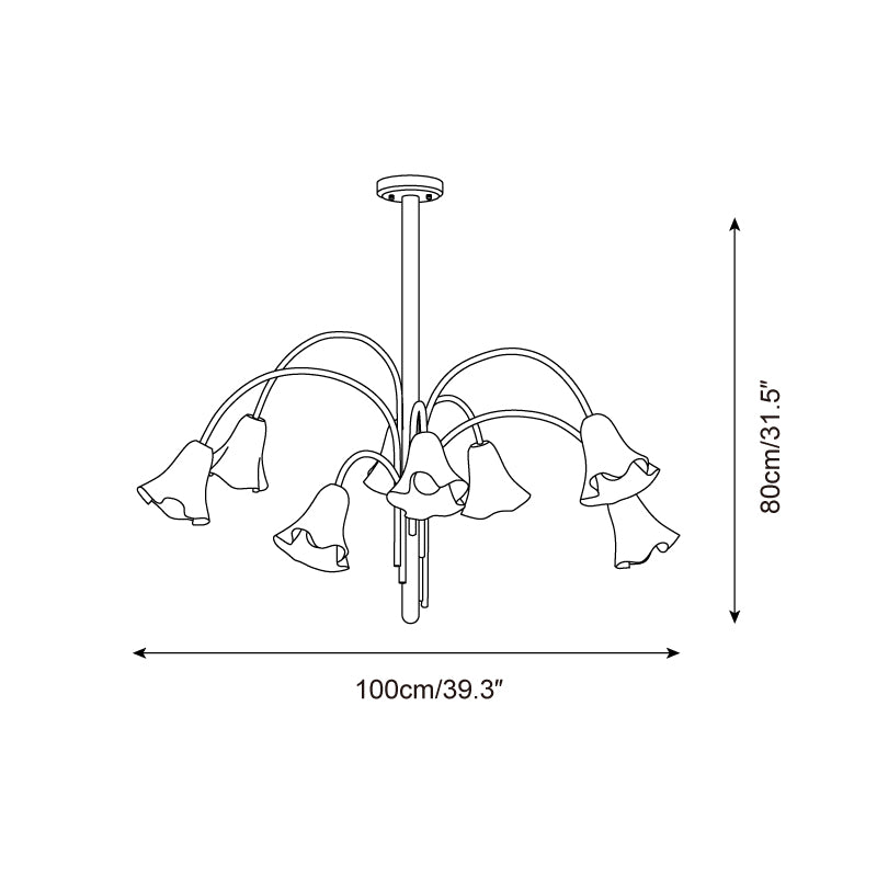 Chandelier Flower-Shaped Glass Shades on Gold Metal Arms for Dining - Neutralighting