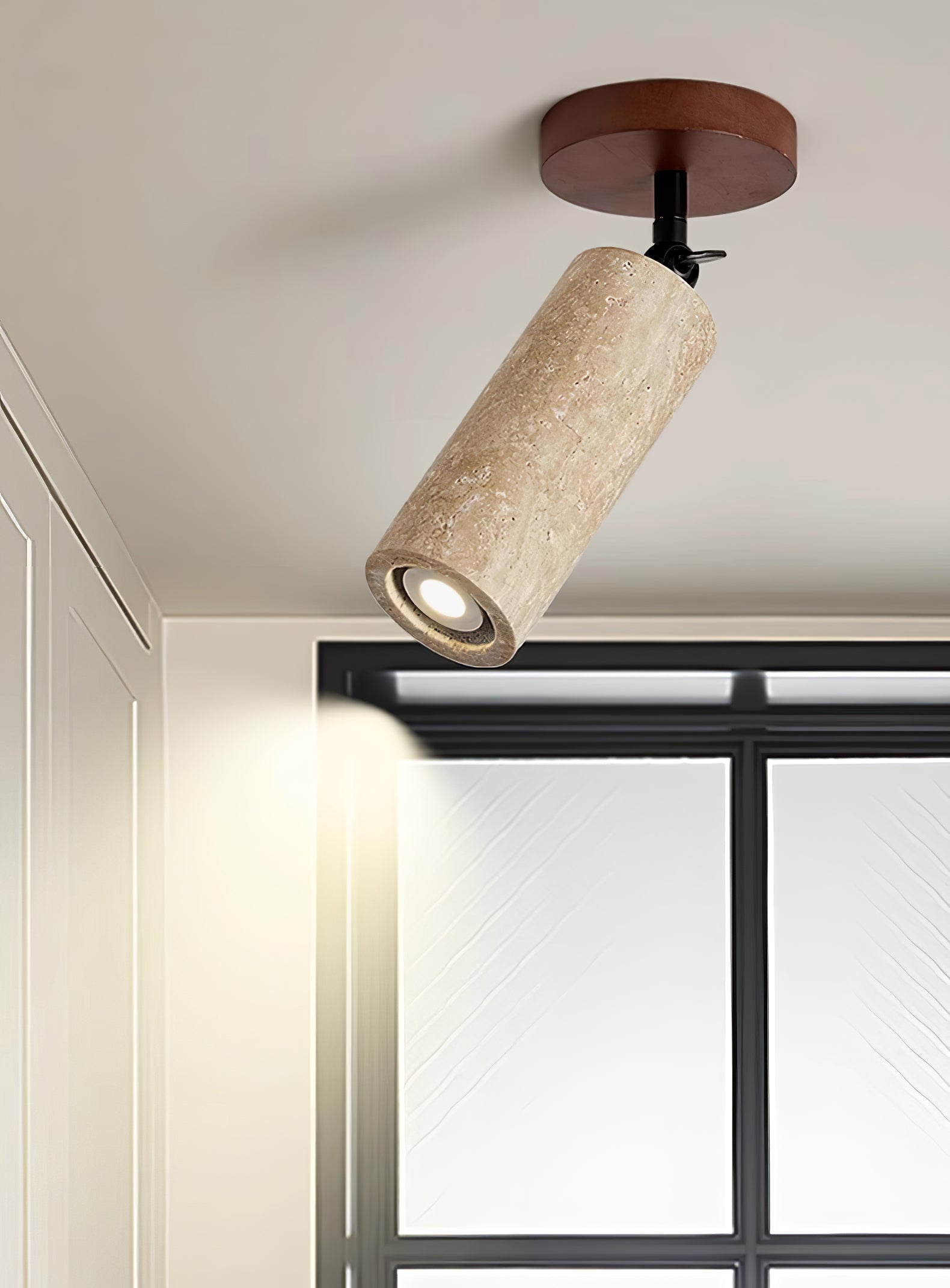 Zarinila Cylindrical-Tube Travertine Wall Light SEO Title - Neutralighting