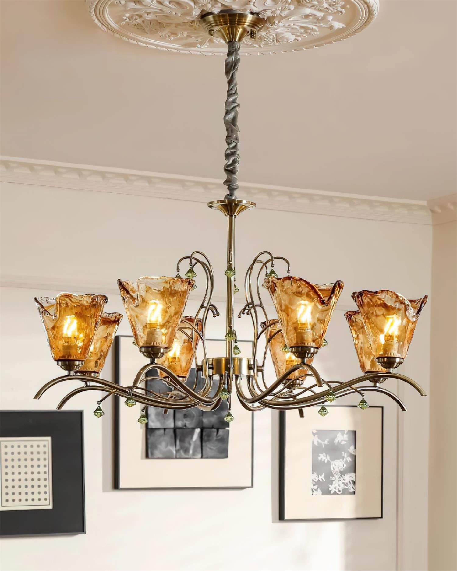 Givona Floral Glass Chandelier - Neutralighting