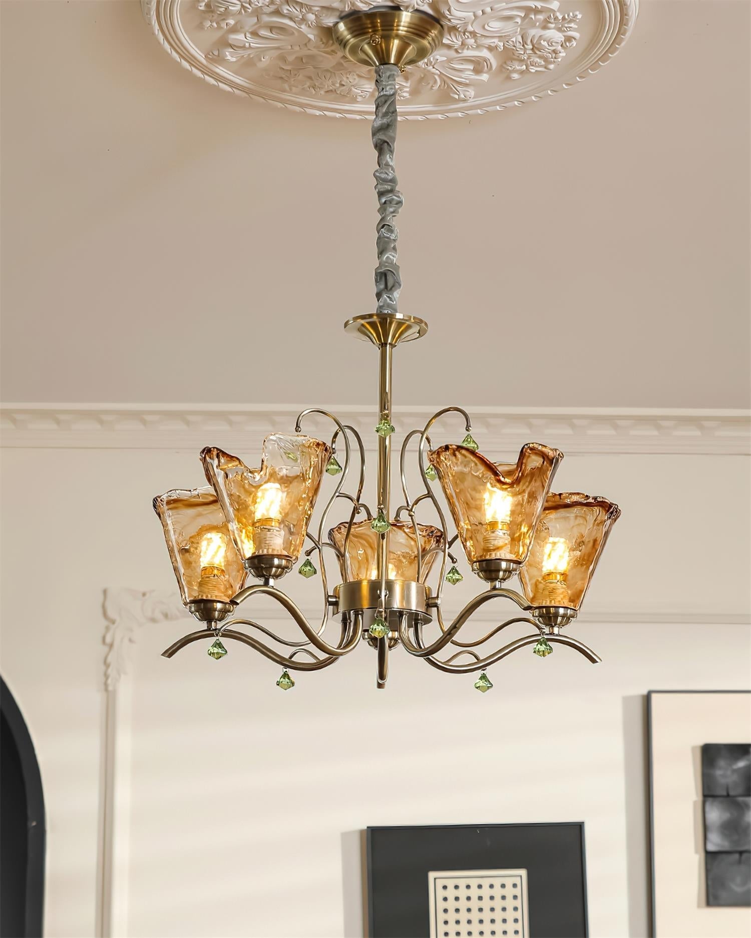 Givona Floral Glass Chandelier - Neutralighting