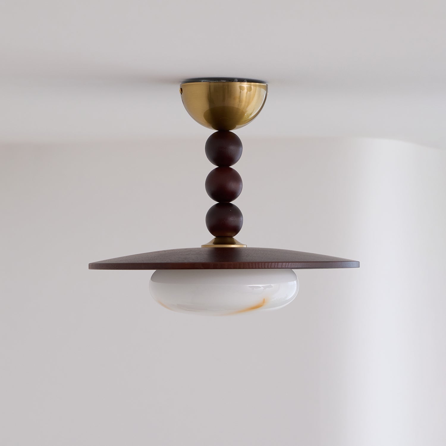 Yeste Ceiling Light Walnut Color & White Imitation Alabaster - Neutralighting