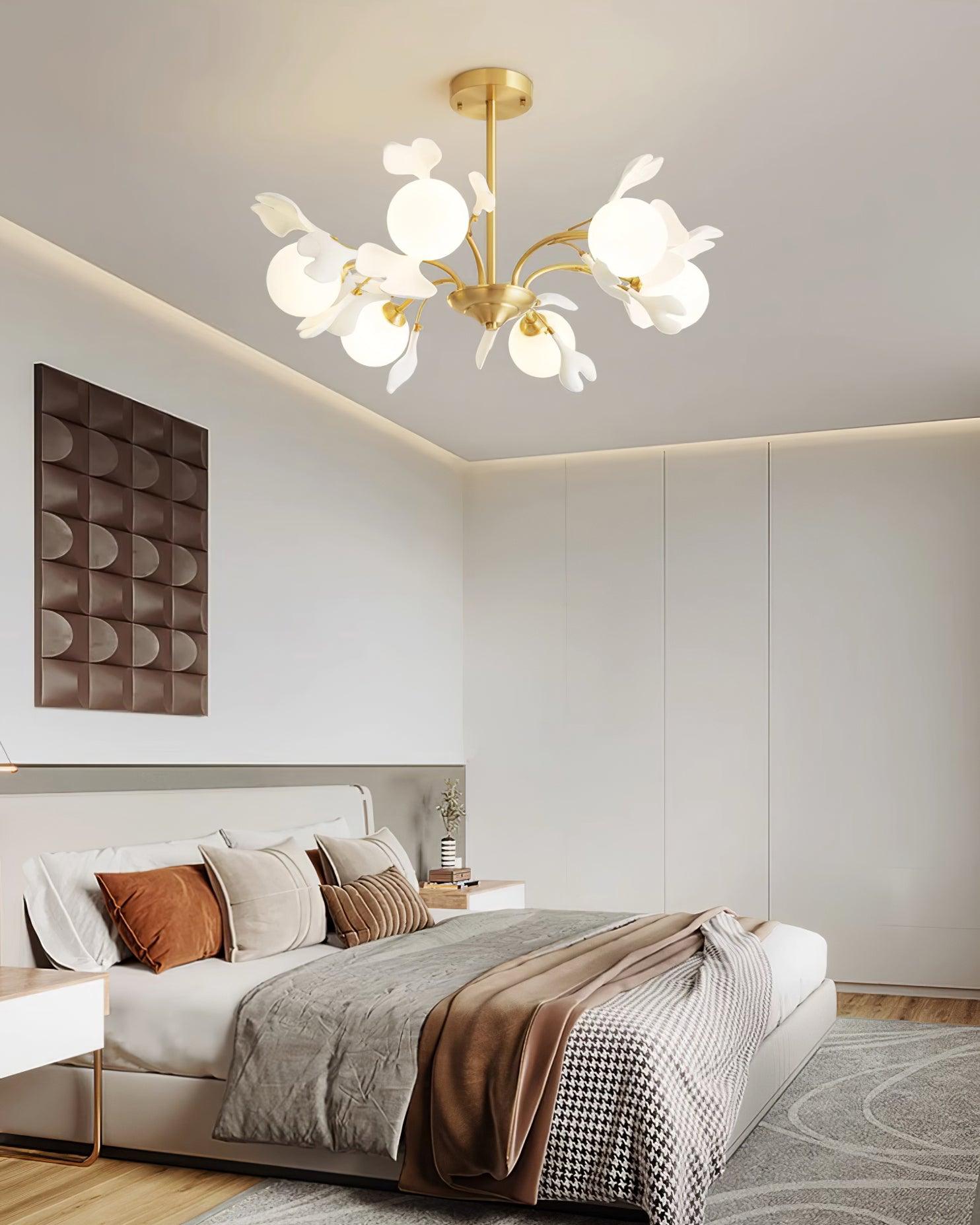 Ginkgo Leaf Chandelier with Frosted Glass Globes - Neutralighting