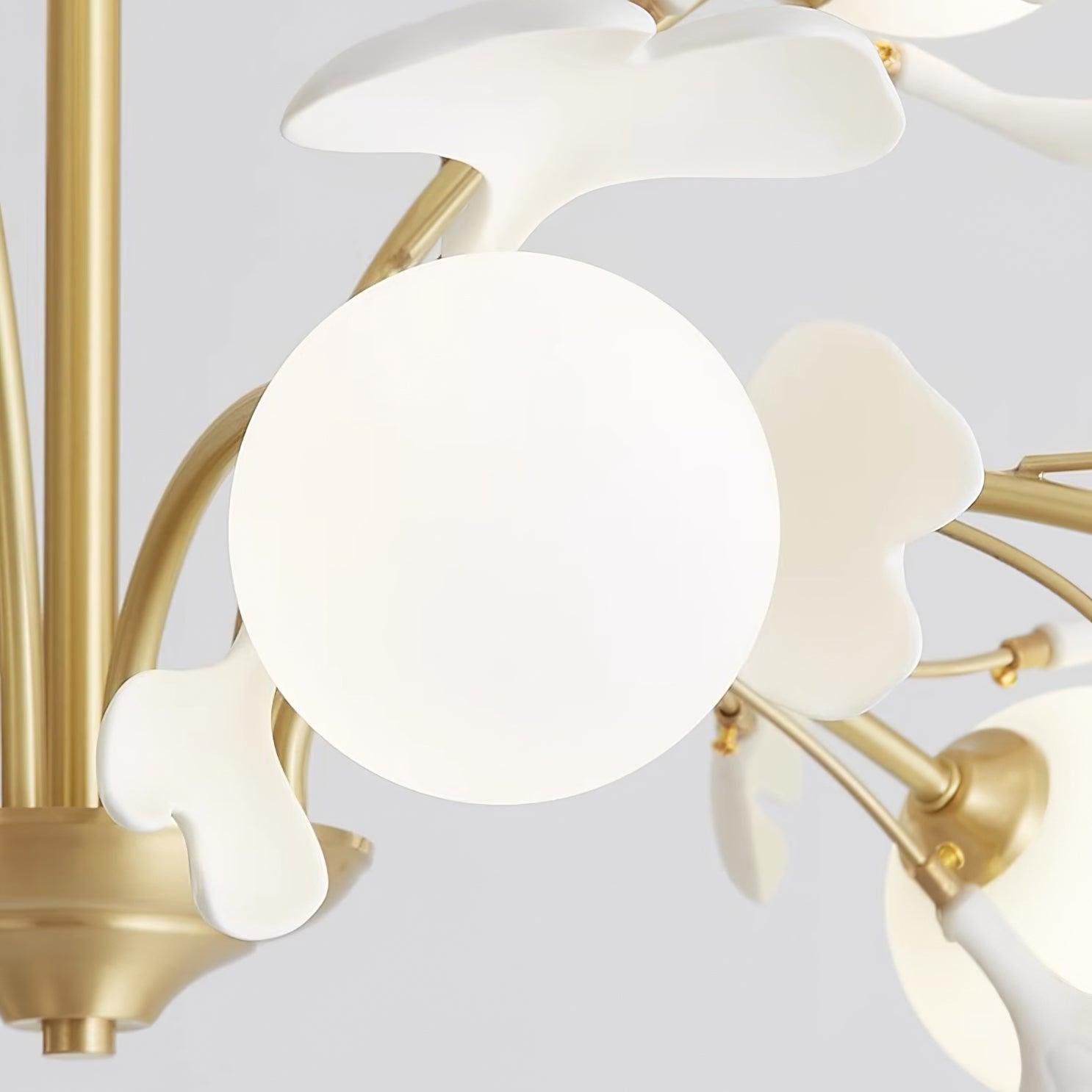 Ginkgo Leaf Chandelier with Frosted Glass Globes - Neutralighting