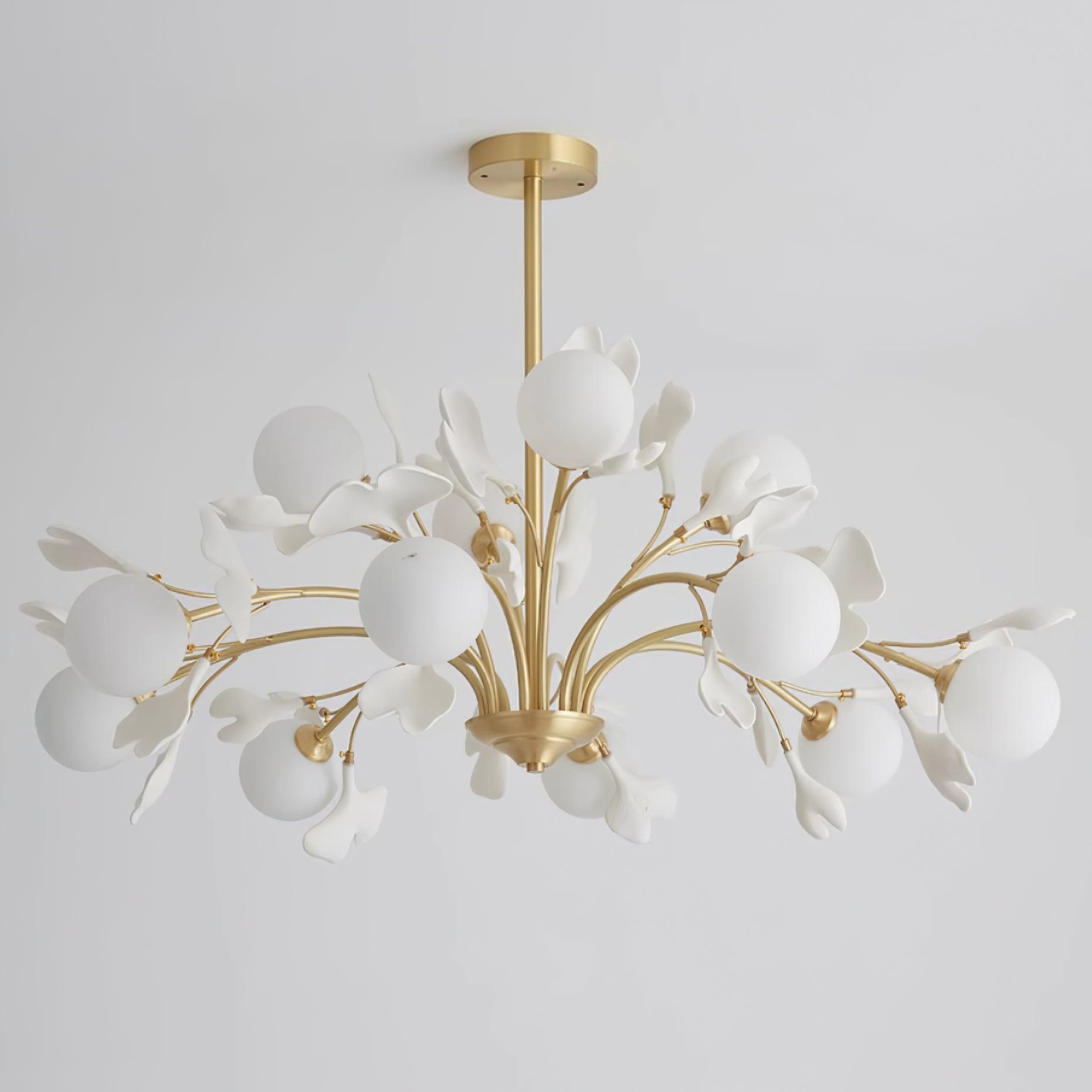 Ginkgo Leaf Chandelier with Frosted Glass Globes - Neutralighting