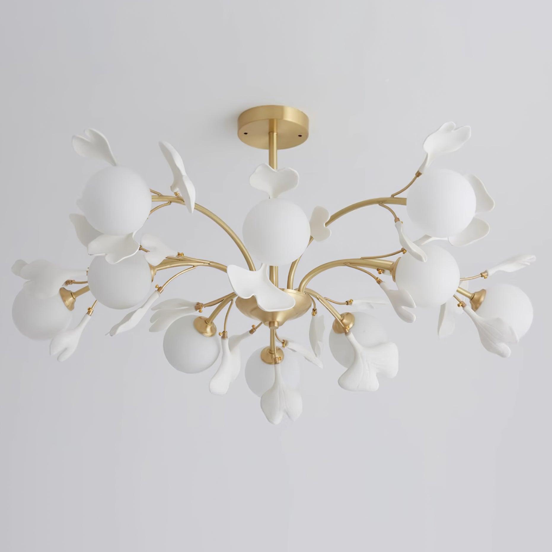Ginkgo Leaf Chandelier with Frosted Glass Globes - Neutralighting