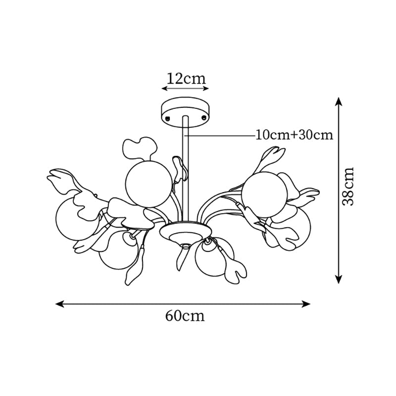 Ginkgo Leaf Chandelier with Frosted Glass Globes - Neutralighting