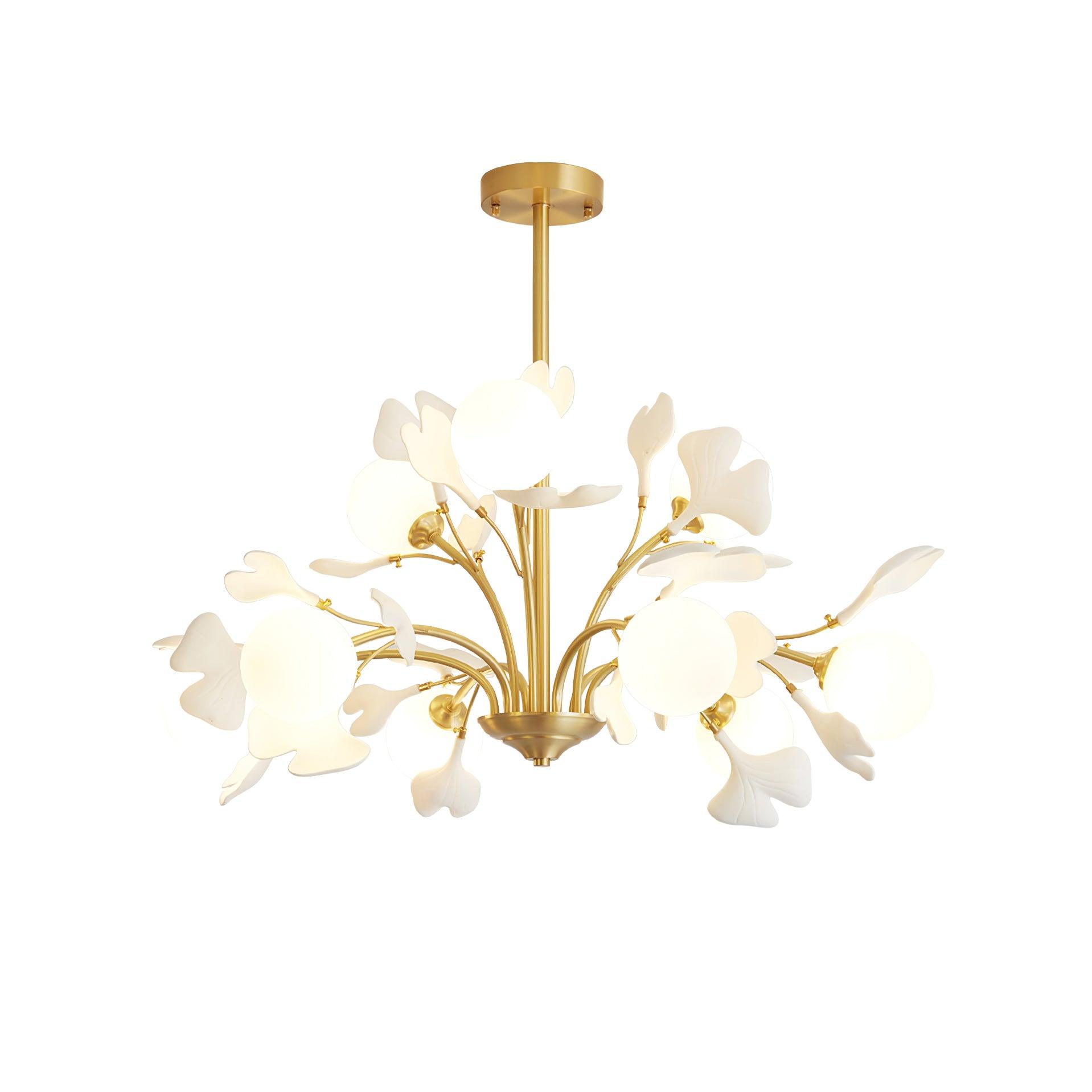 Ginkgo Leaf Chandelier with Frosted Glass Globes - Neutralighting