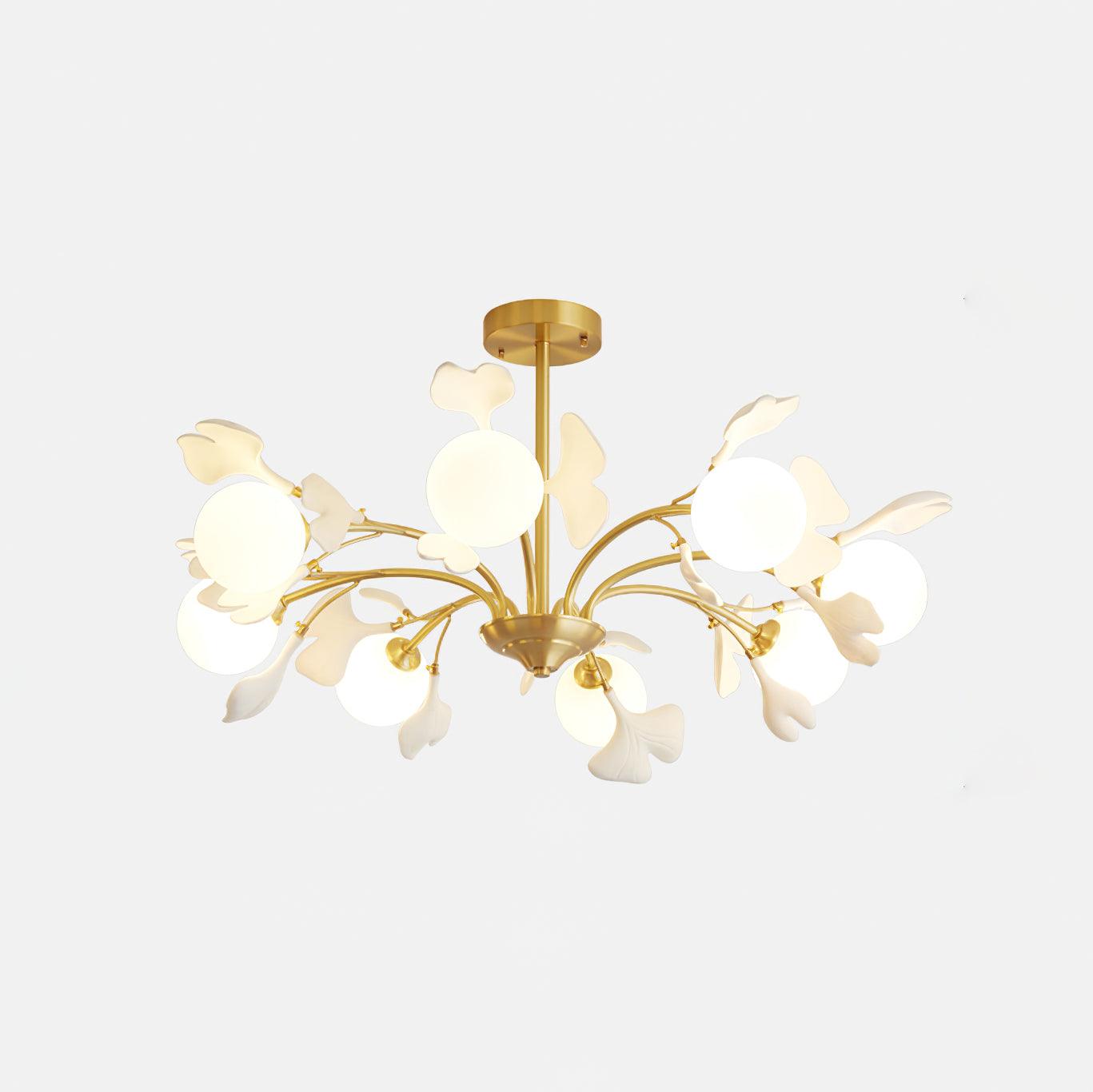 Ginkgo Leaf Chandelier with Frosted Glass Globes - Neutralighting