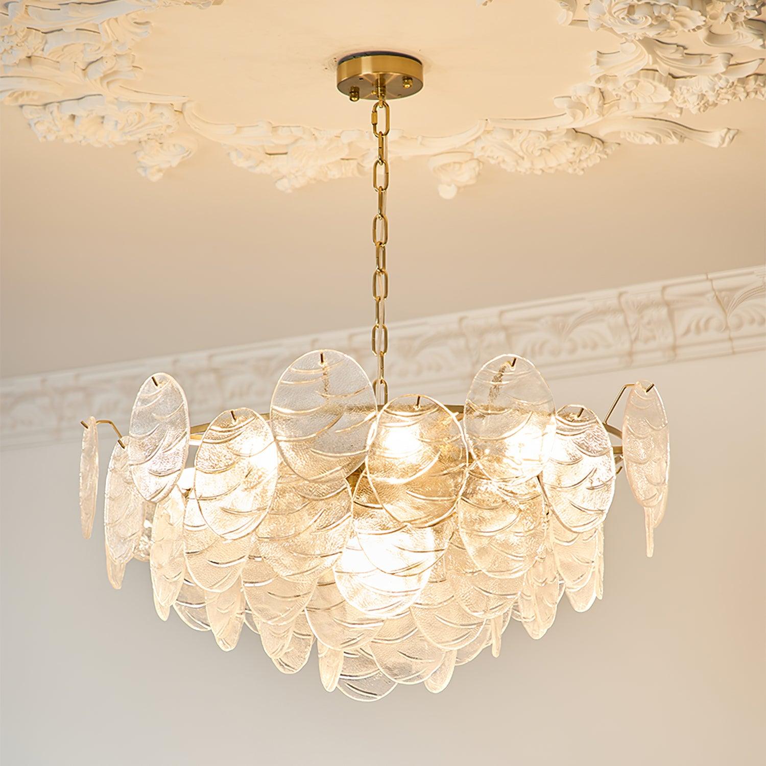 Chandelier Glass Discs Metal Frame Gold Finish Victorian - Neutralighting