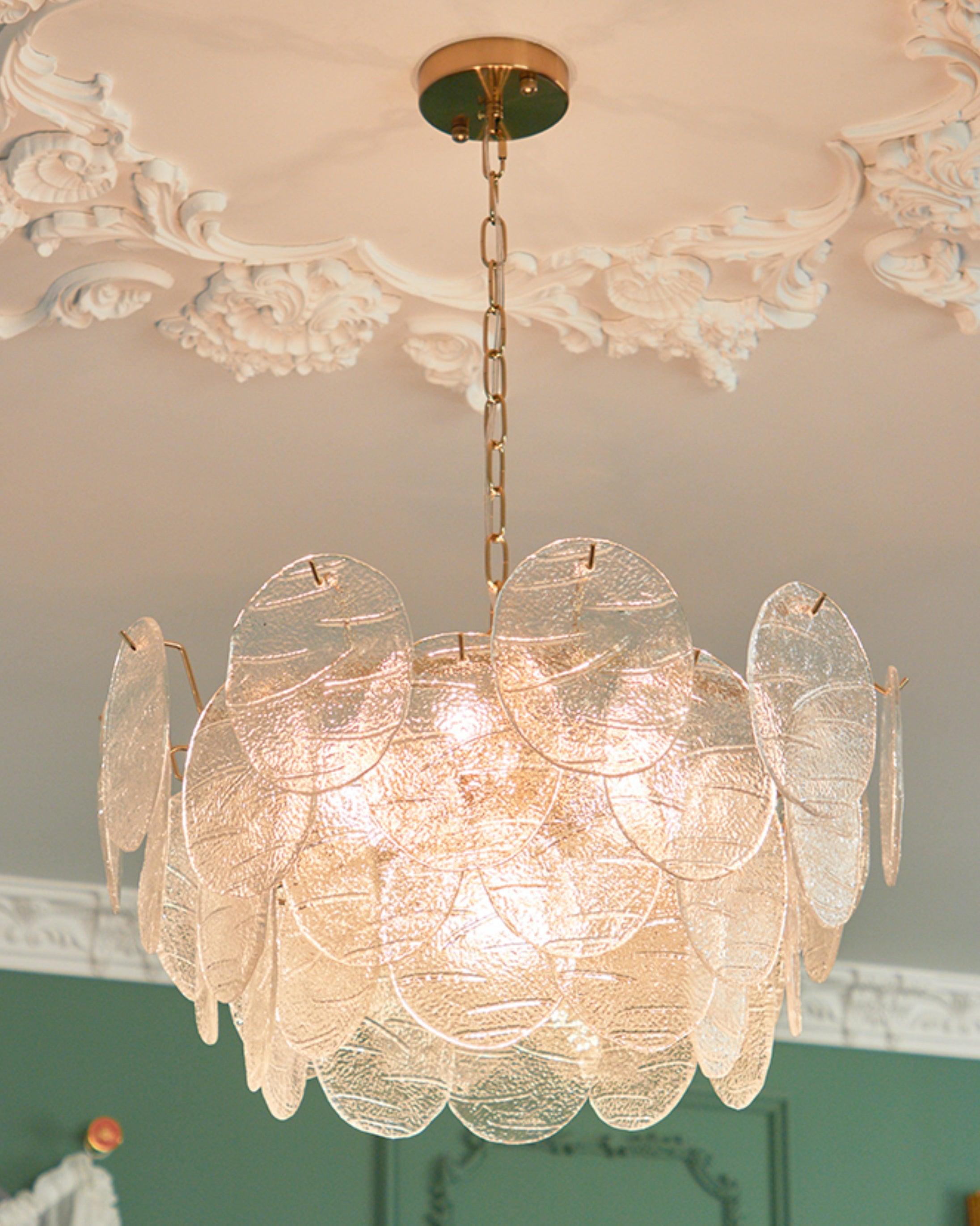 Chandelier Glass Discs Metal Frame Gold Finish Victorian - Neutralighting