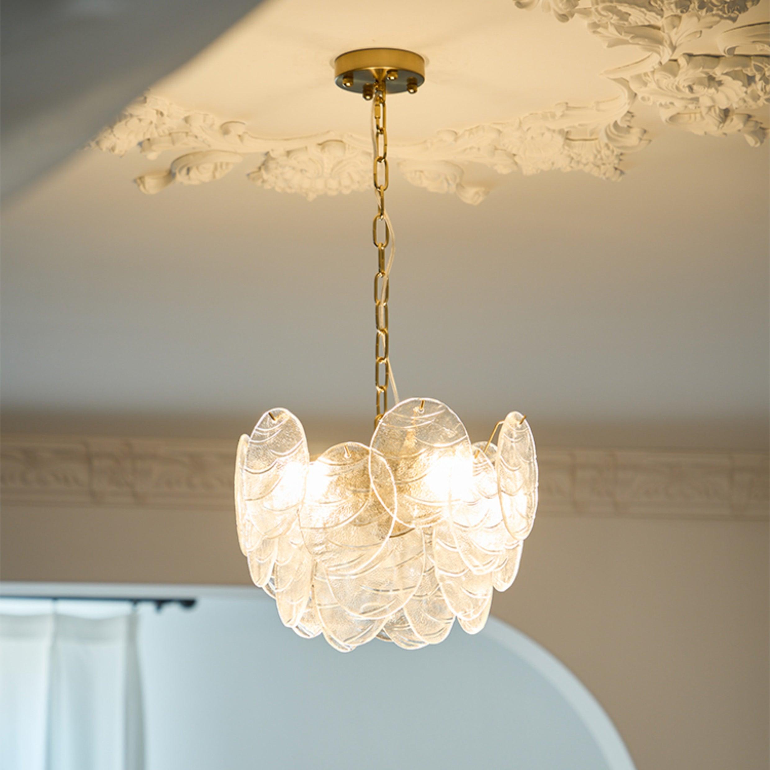Chandelier Glass Discs Metal Frame Gold Finish Victorian - Neutralighting