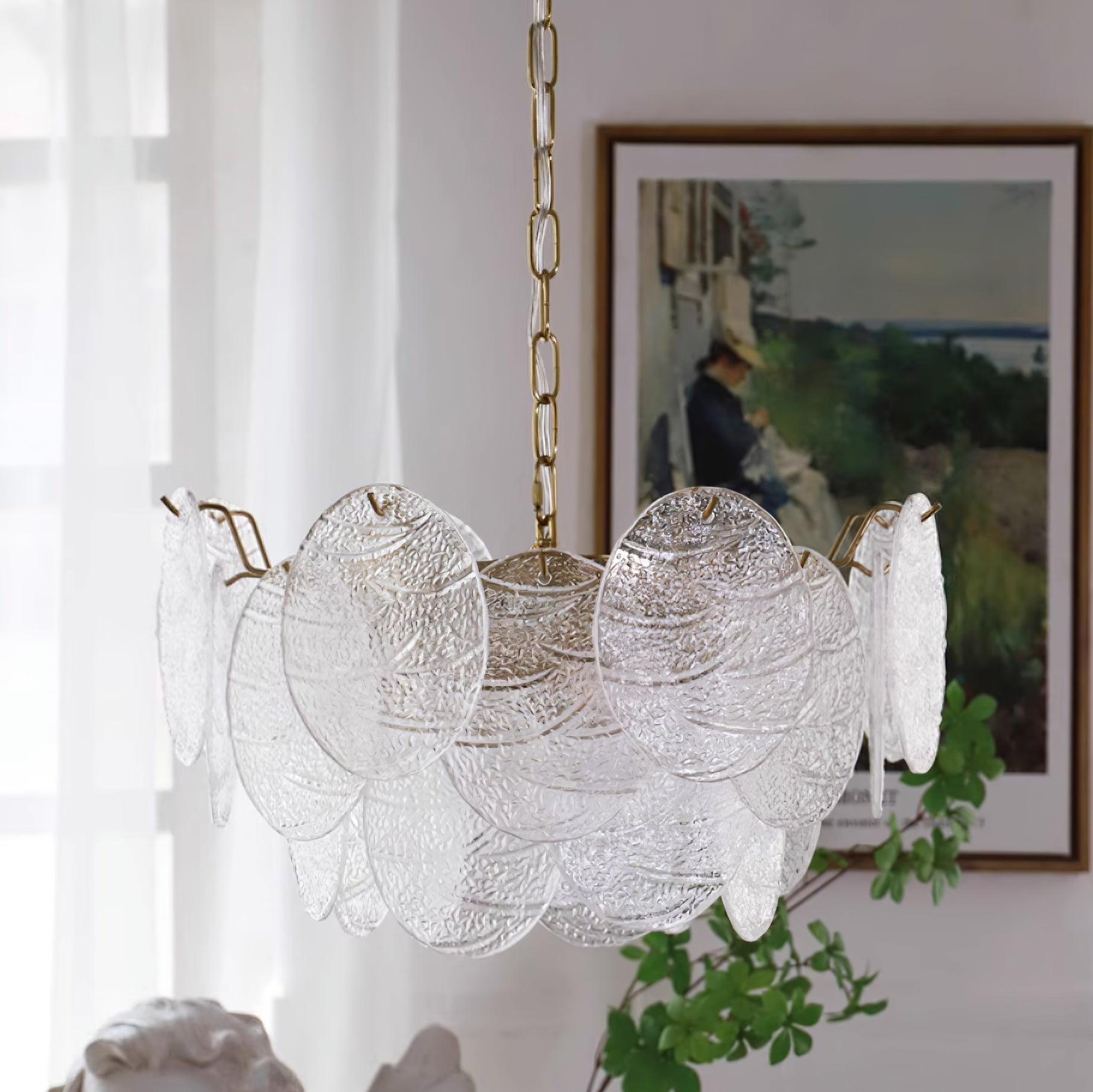 Chandelier Glass Discs Metal Frame Gold Finish Victorian - Neutralighting