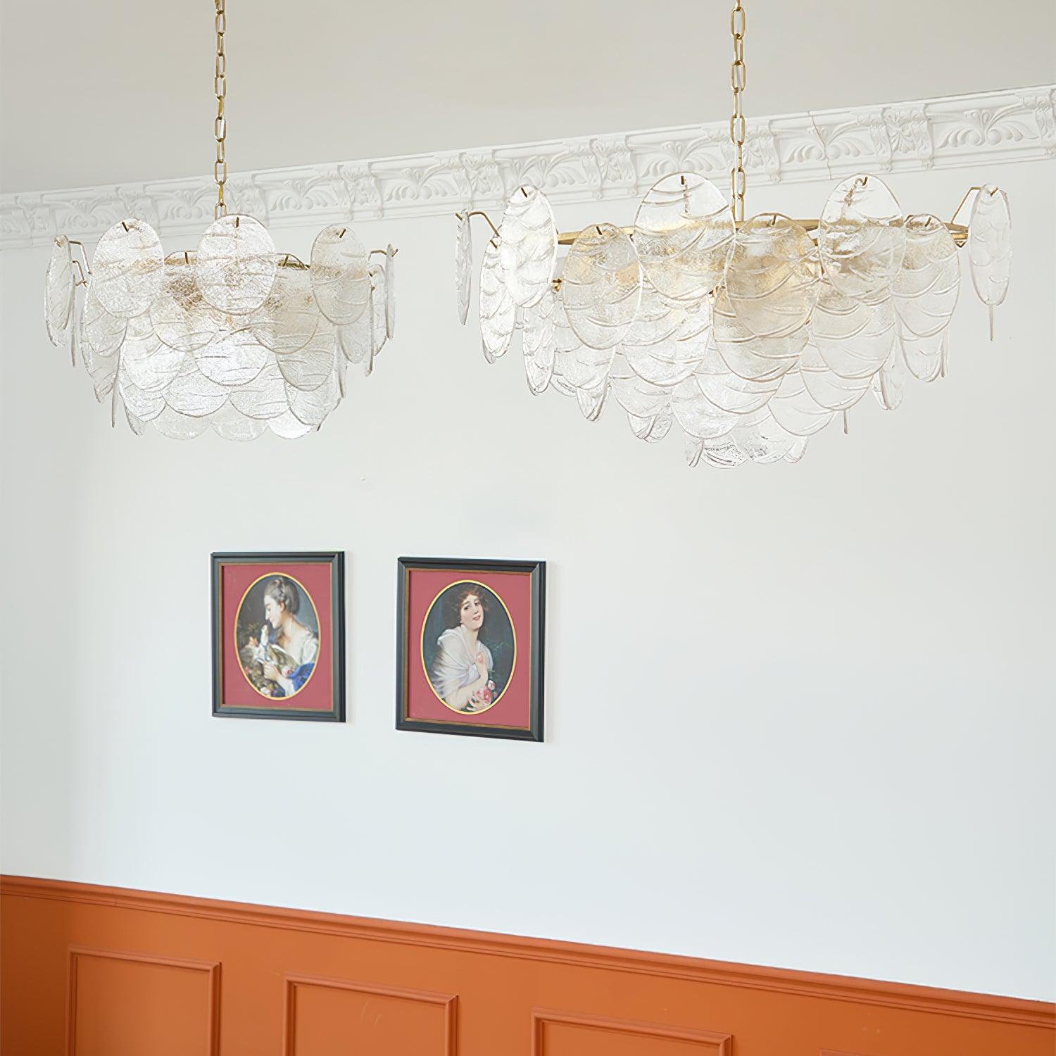 Chandelier Glass Discs Metal Frame Gold Finish Victorian - Neutralighting