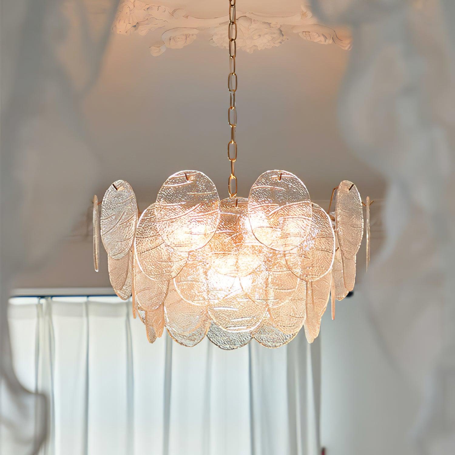Chandelier Glass Discs Metal Frame Gold Finish Victorian - Neutralighting