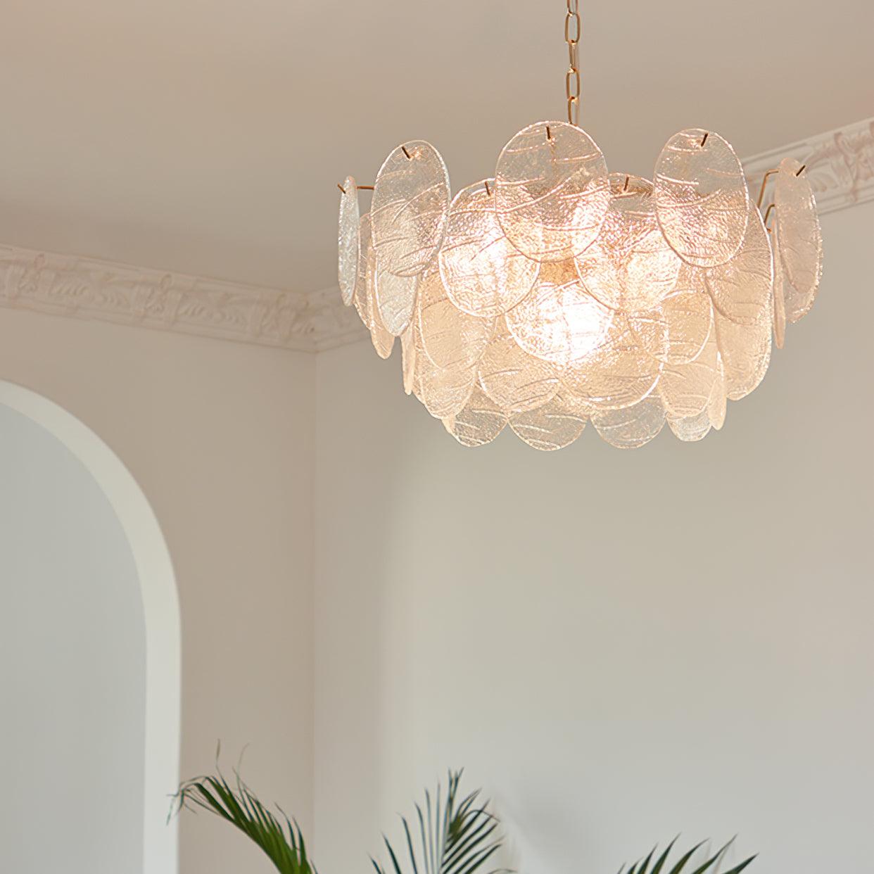 Chandelier Glass Discs Metal Frame Gold Finish Victorian - Neutralighting