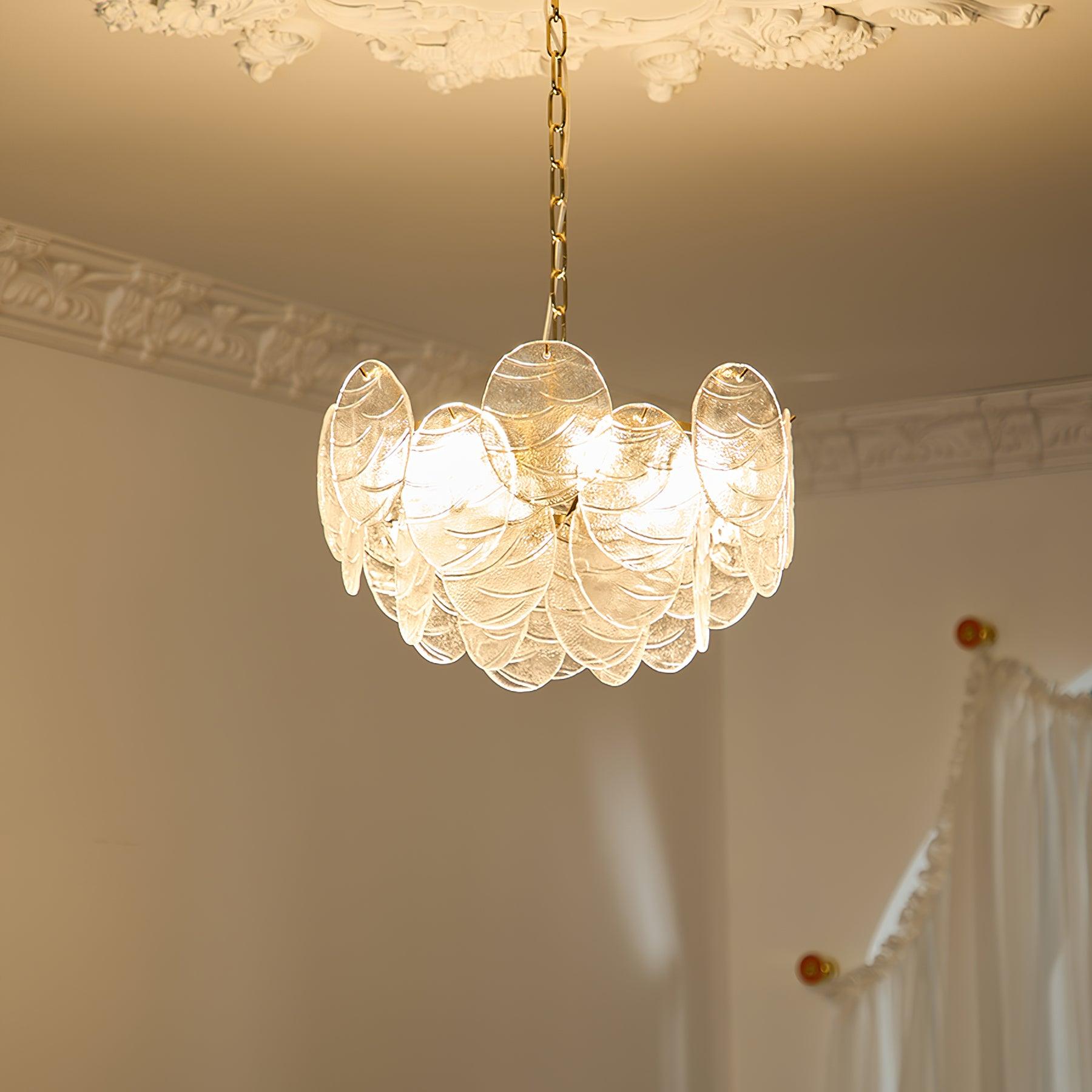 Chandelier Glass Discs Metal Frame Gold Finish Victorian - Neutralighting