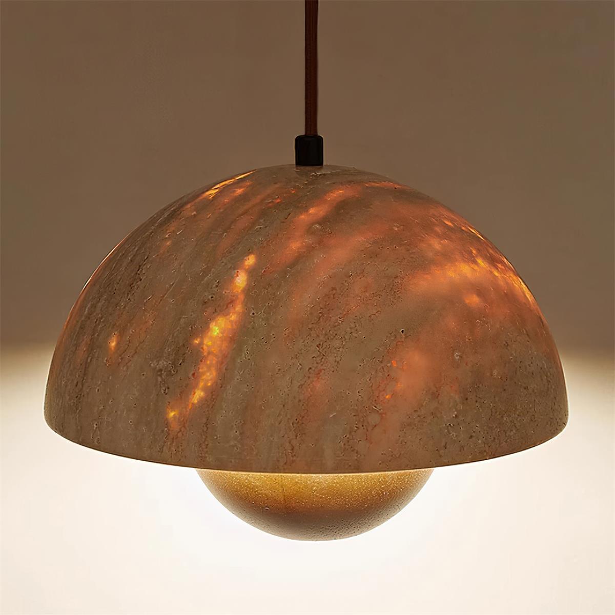 Ritta Travertine Pendant Lamp Wood - Neutralighting