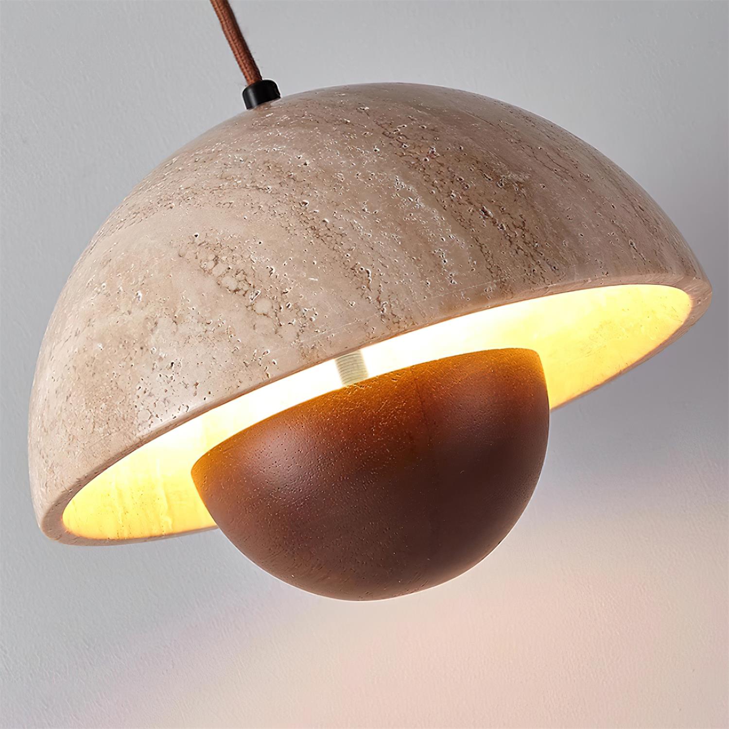 Ritta Travertine Pendant Lamp Wood - Neutralighting