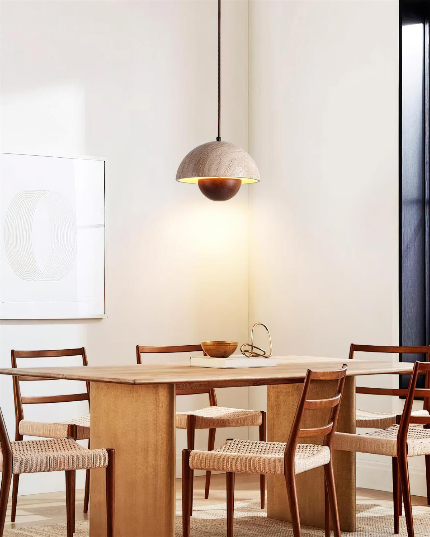 Ritta Travertine Pendant Lamp Wood - Neutralighting