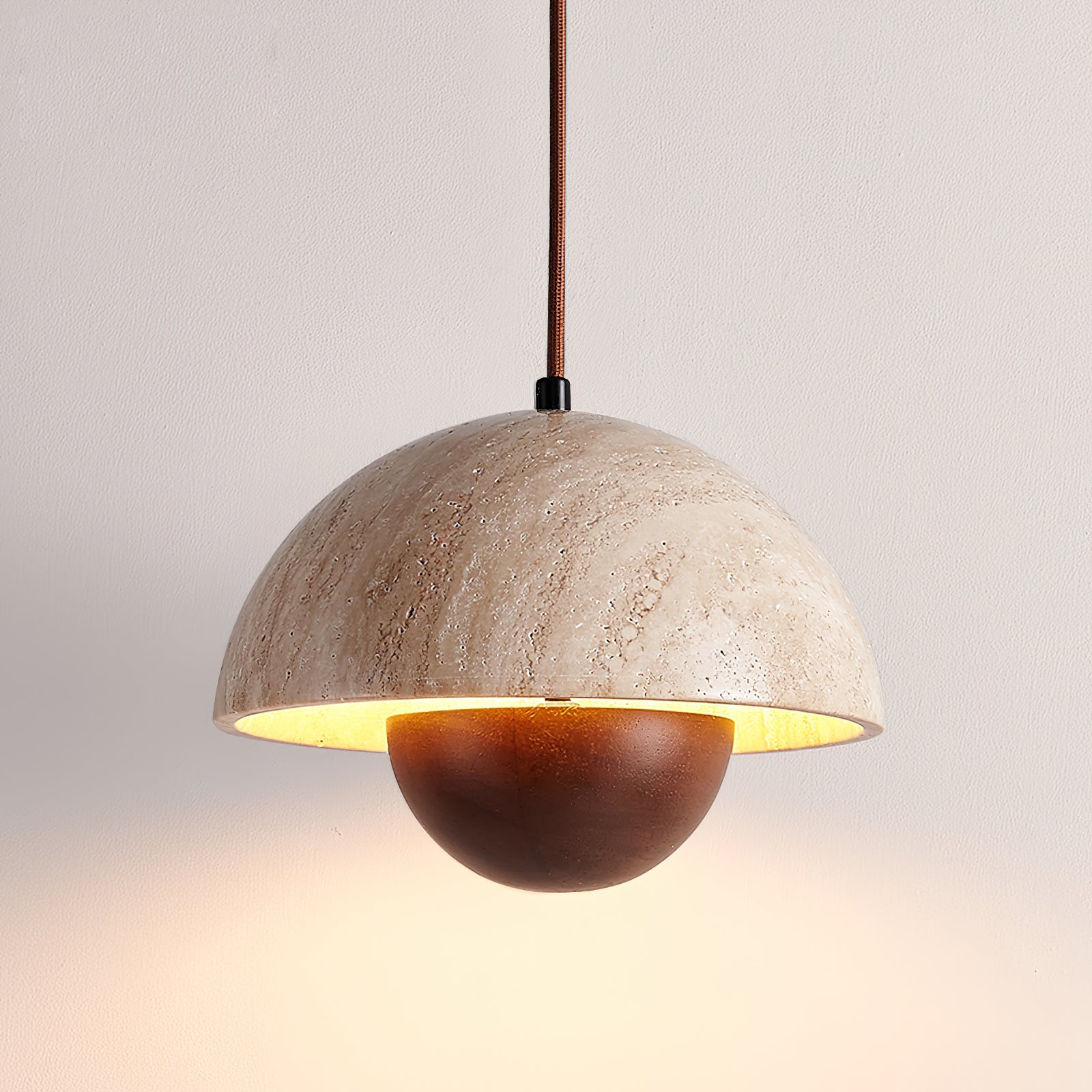 Ritta Travertine Pendant Lamp Wood - Neutralighting