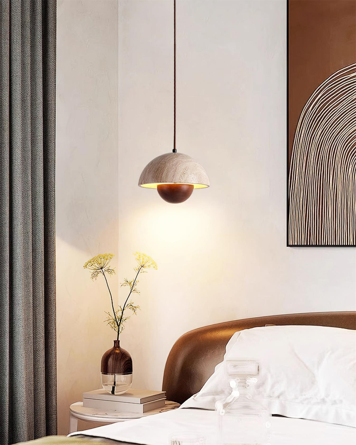 Ritta Travertine Pendant Lamp Wood - Neutralighting