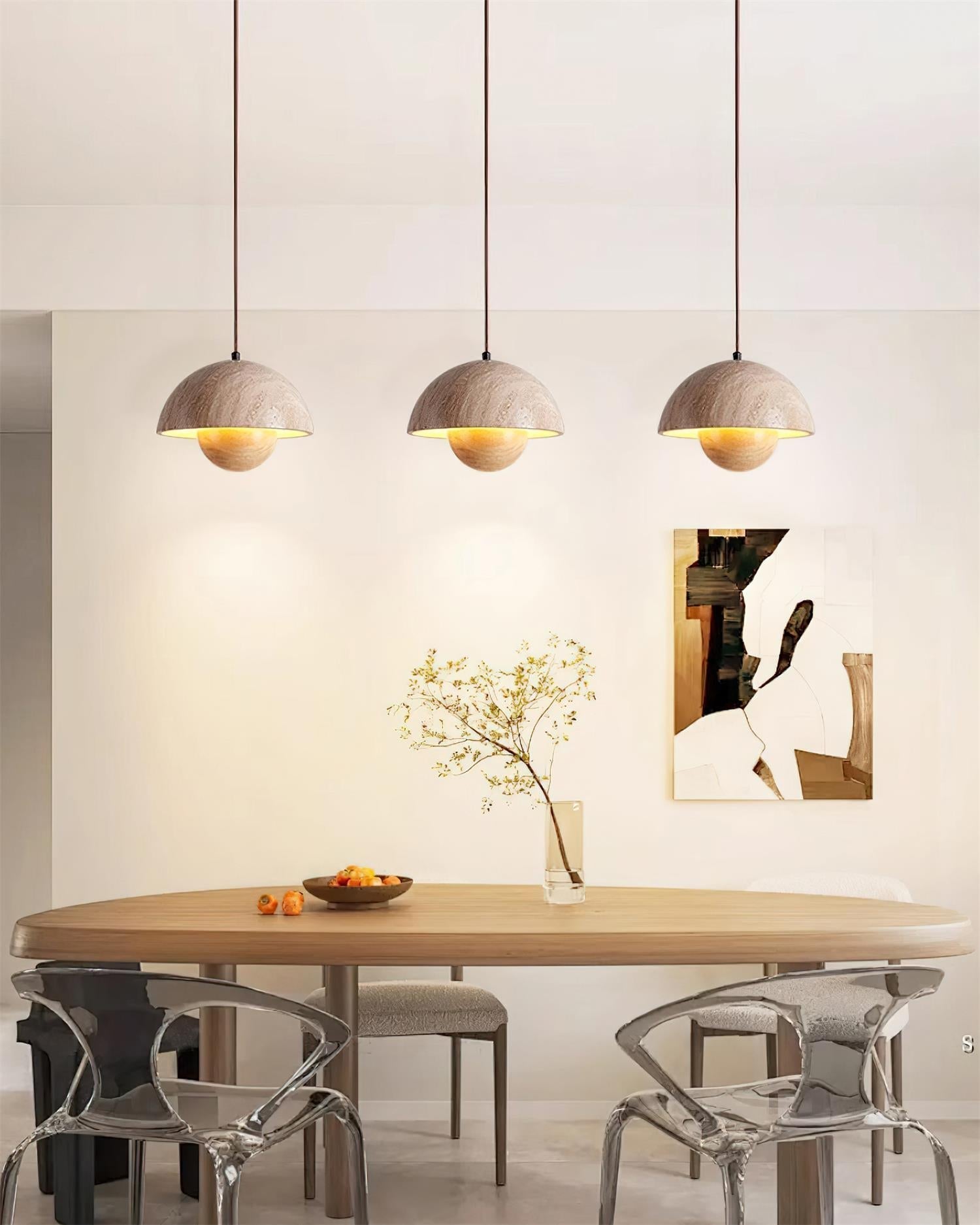 Ritta Travertine Pendant Lamp Wood - Neutralighting