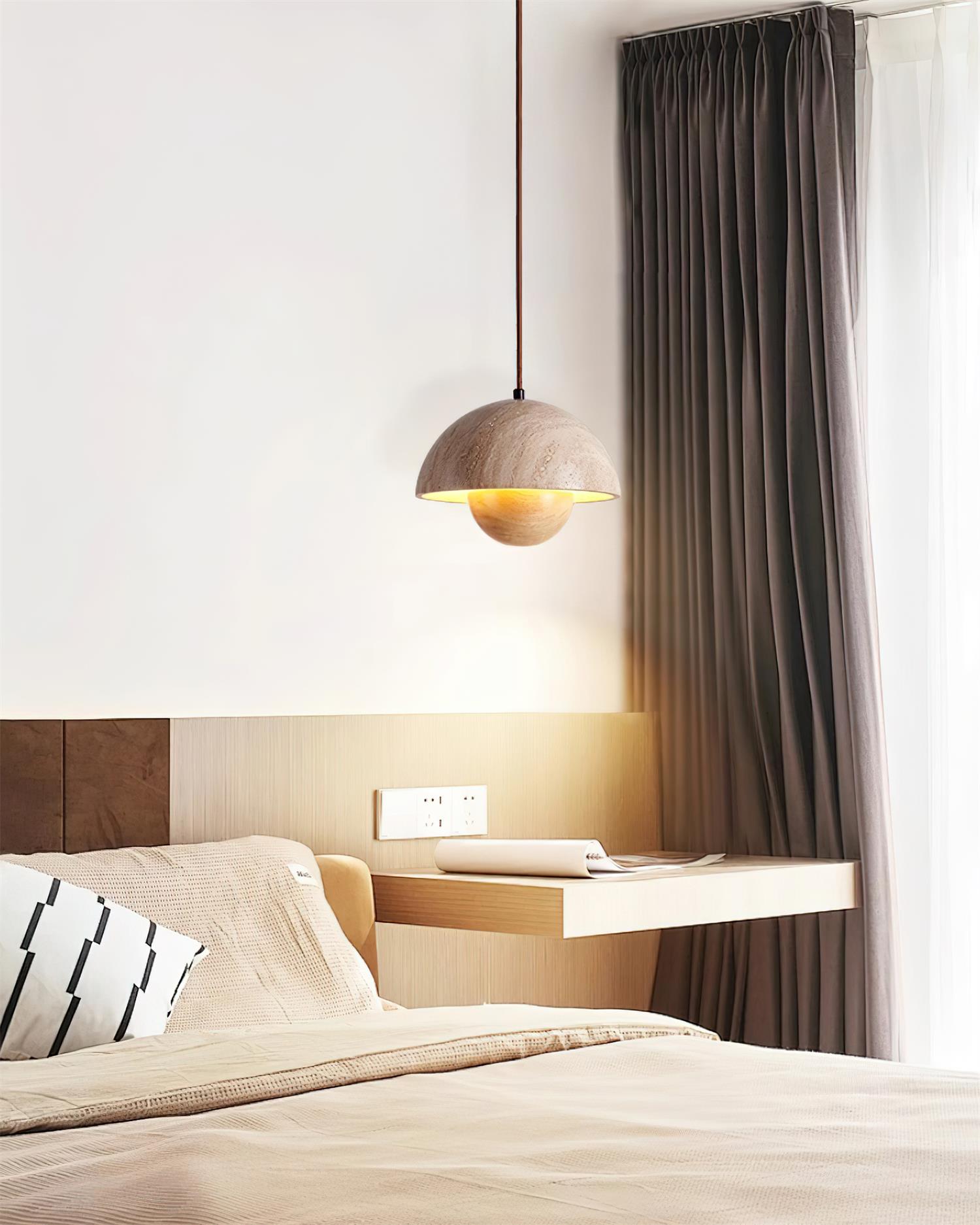 Ritta Travertine Pendant Lamp Wood - Neutralighting