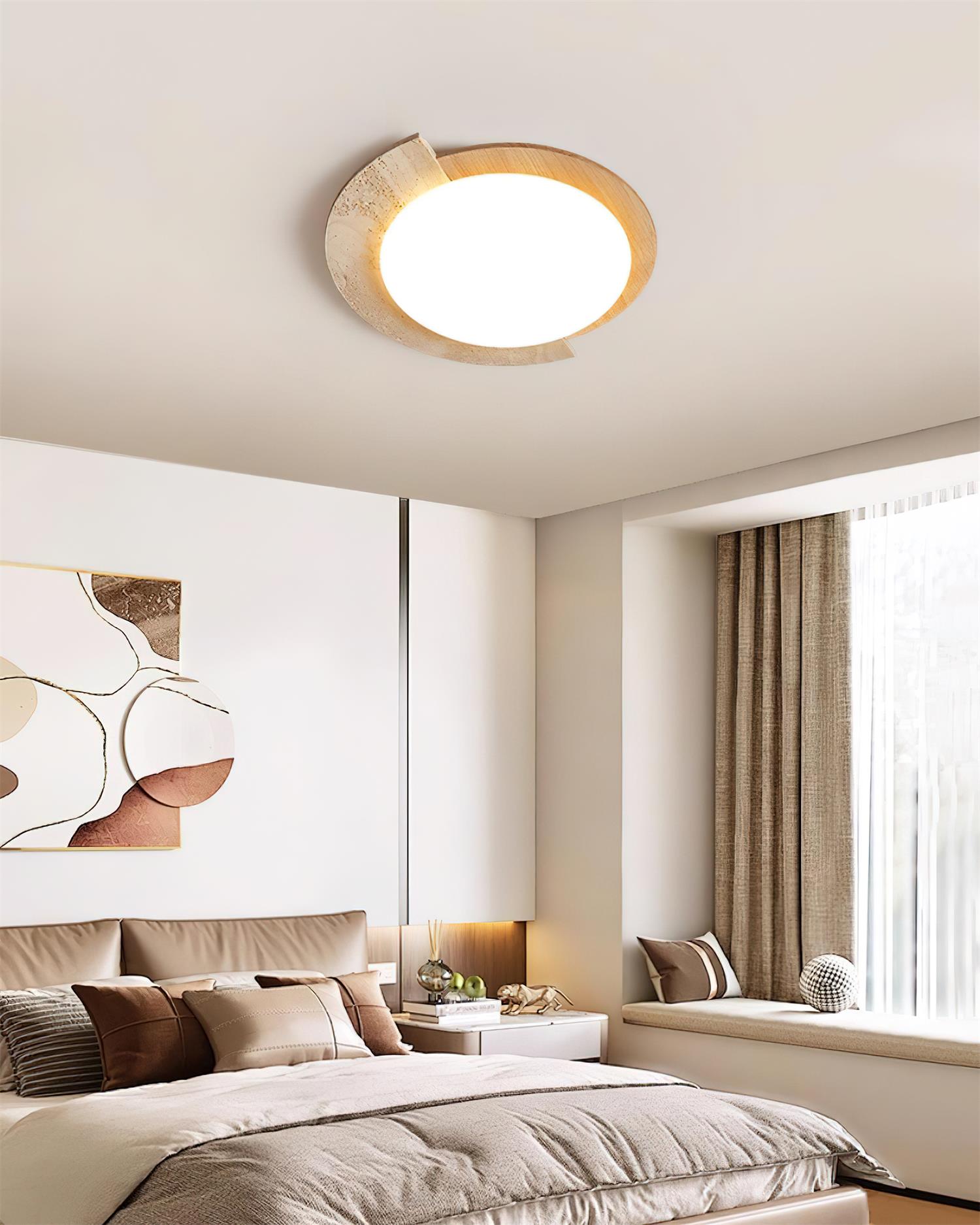 Ritta Travertine Oval LED Ceiling Light - Neutralighting