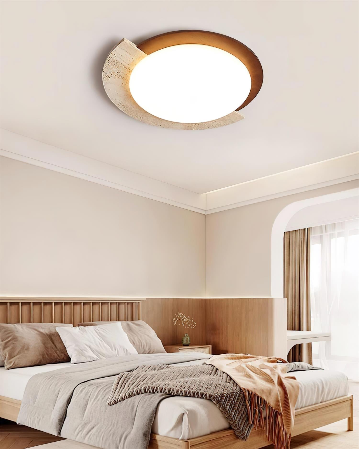 Ritta Travertine Oval LED Ceiling Light - Neutralighting